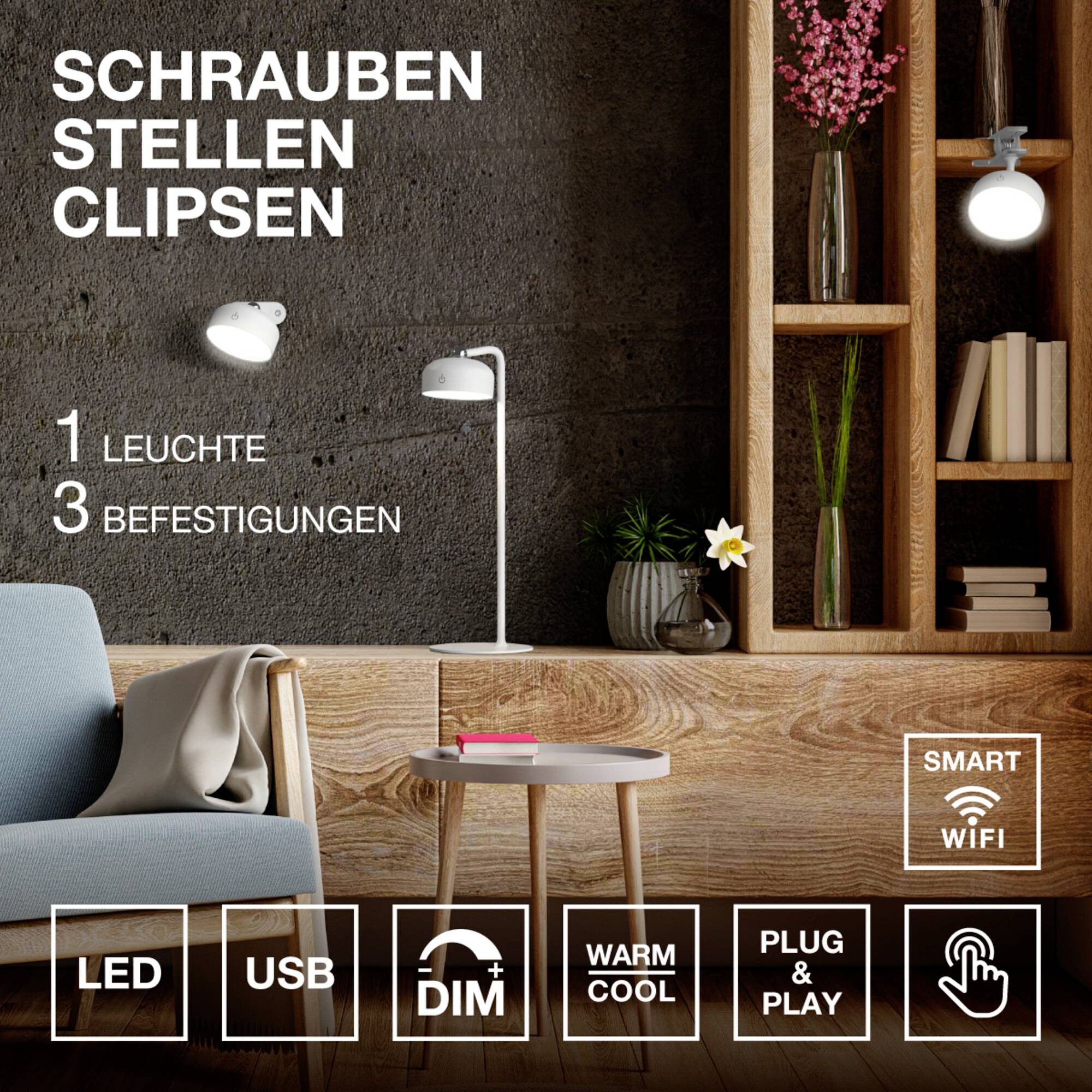 OSRAM HOMELIGHTING DECOR HELPER GADGET 830 USB Black 4058075849242 Wandleuchte 1.80W Schwarz