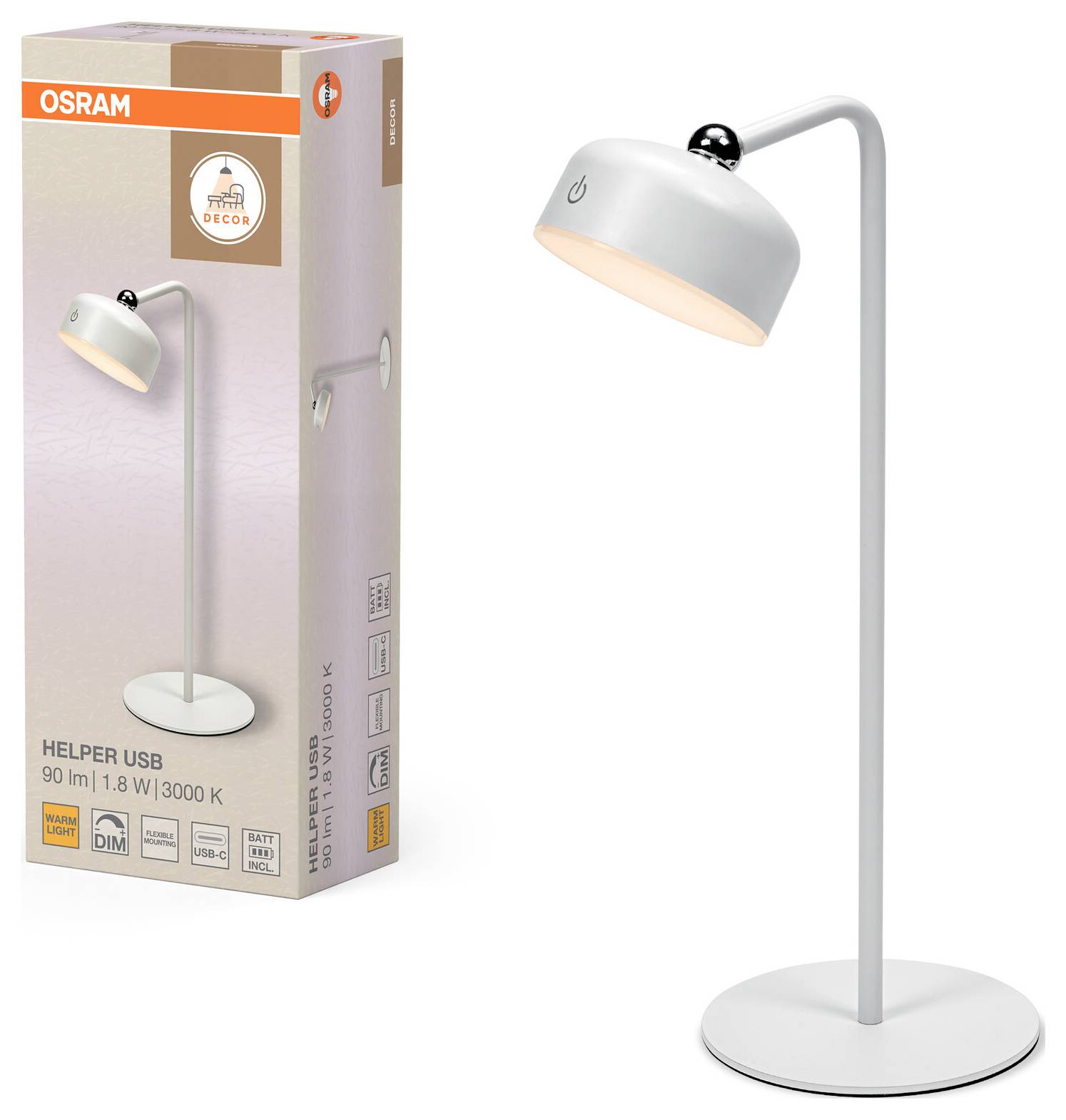 OSRAM HOMELIGHTING DECOR HELPER GADGET 830 USB White 4058075849266 Wandleuchte 1.80W Weiß