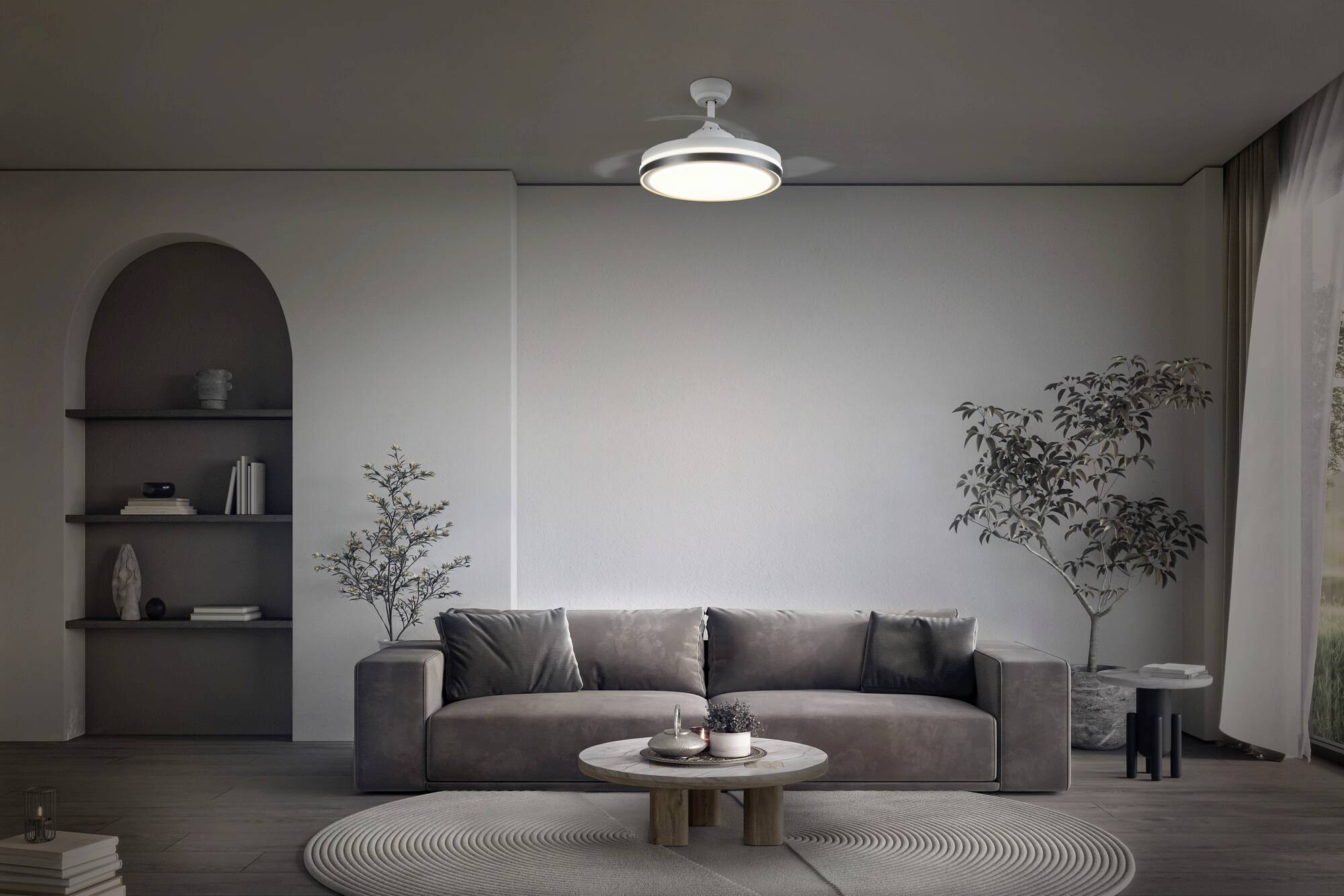 OSRAM HOMELIGHTING Ceiling Fan Retractable 1070 66W White Deckenventilator 66W