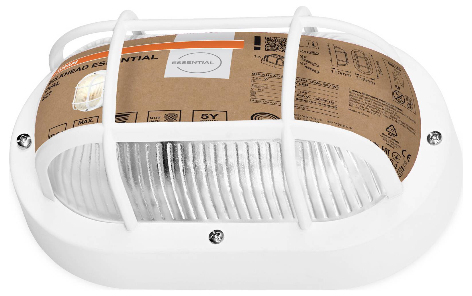 OSRAM HOMELIGHTING Bulkhead Essential Oval E27 White 4058075845565 Deckenleuchte, Wandleuchte Weiß