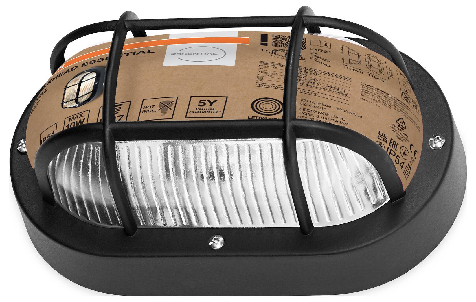 OSRAM HOMELIGHTING Bulkhead Essential Oval E27 Black 4058075845589 Deckenleuchte, Wandleuchte Schwarz