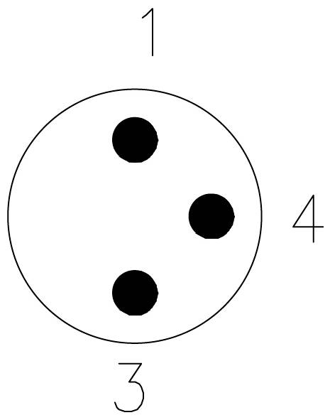 Ein Kreis mit drei schwarzen Punkten, die im Inneren angeordnet sind, ähnelt einer Würfelfläche, die die Zahl drei zeigt. Die Zahlen 1, 3 und 4 sind außen beschriftet.