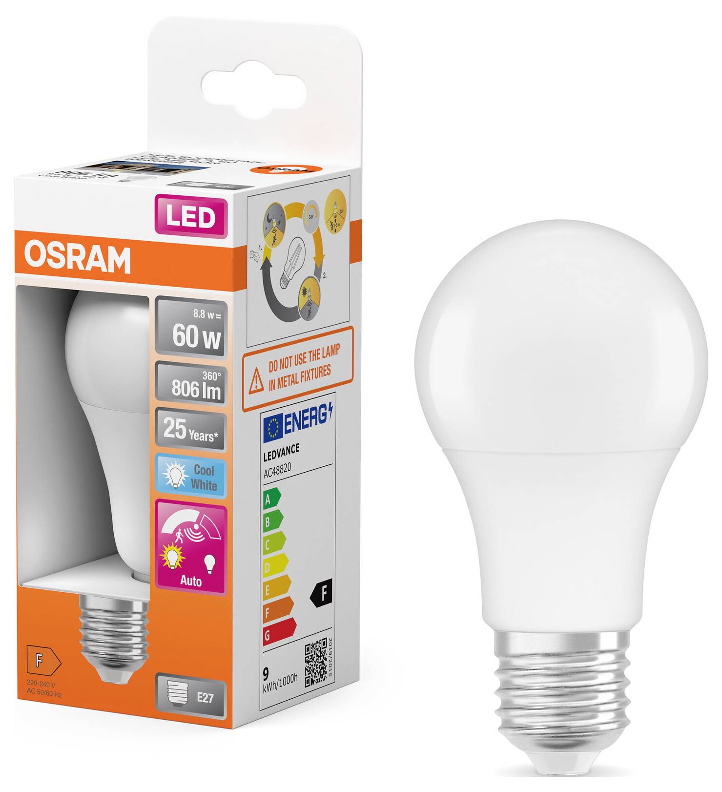 OSRAM HOMELIGHTING 4099854129346 LED EEK F (A - G) E27 8.8W Kaltweiß 1St.
