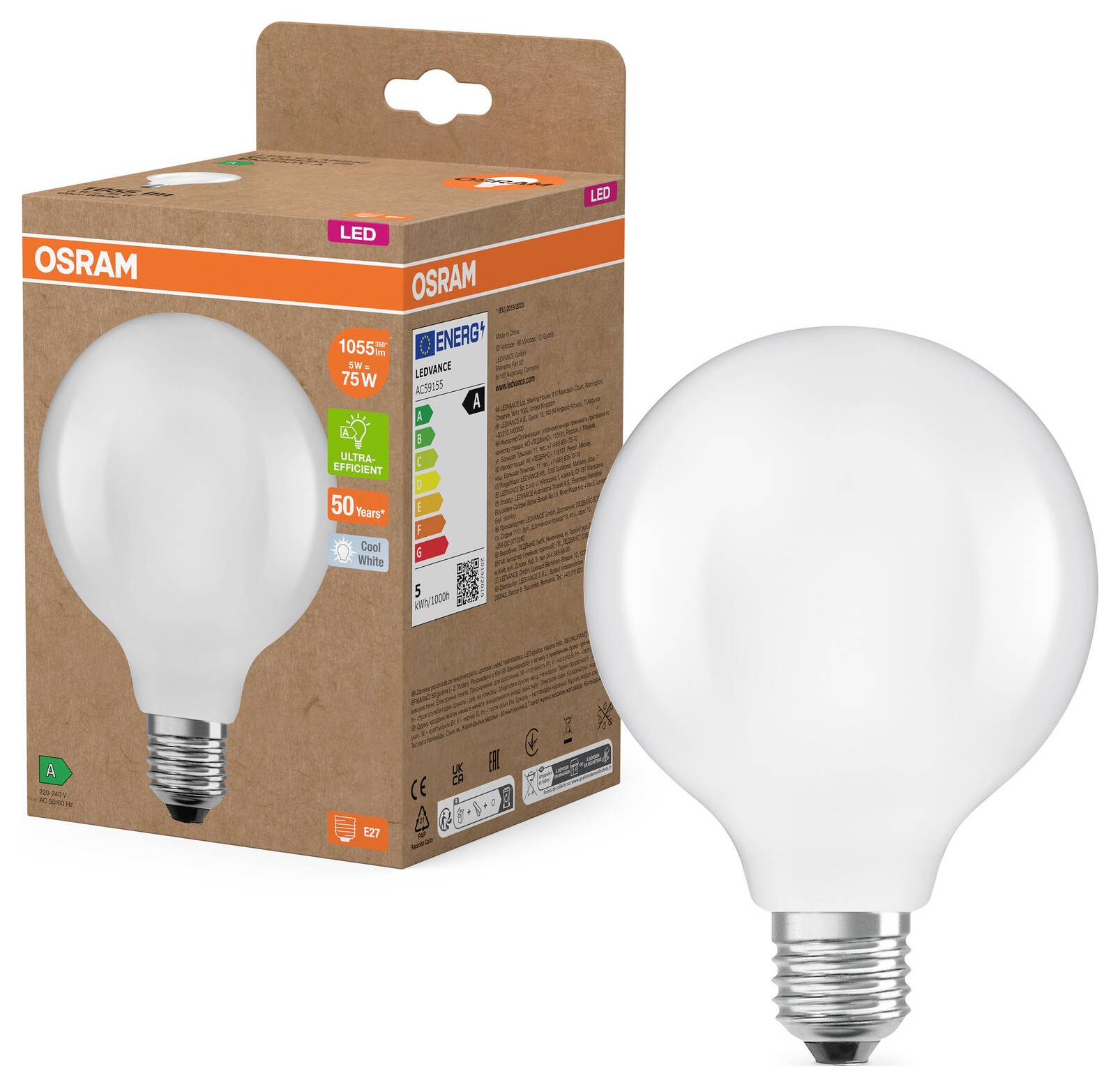 OSRAM HOMELIGHTING 4058075839564 LED EEK A (A - G) E27 5W Kaltweiß 1St.