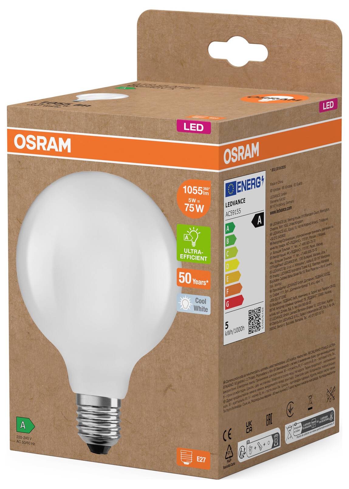 OSRAM HOMELIGHTING 4058075839564 LED EEK A (A - G) E27 5W Kaltweiß 1St.