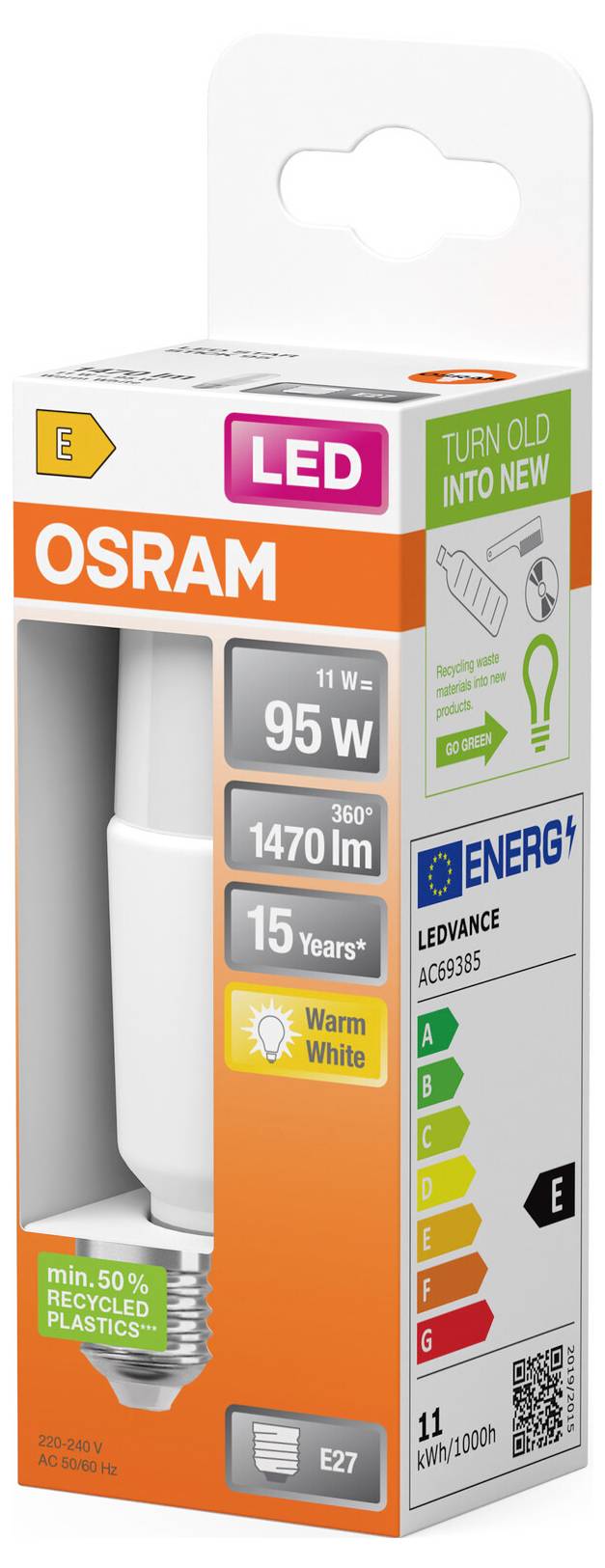 OSRAM HOMELIGHTING 4099854480393 LED EEK E (A - G) E27 11W Warmweiß 1St.