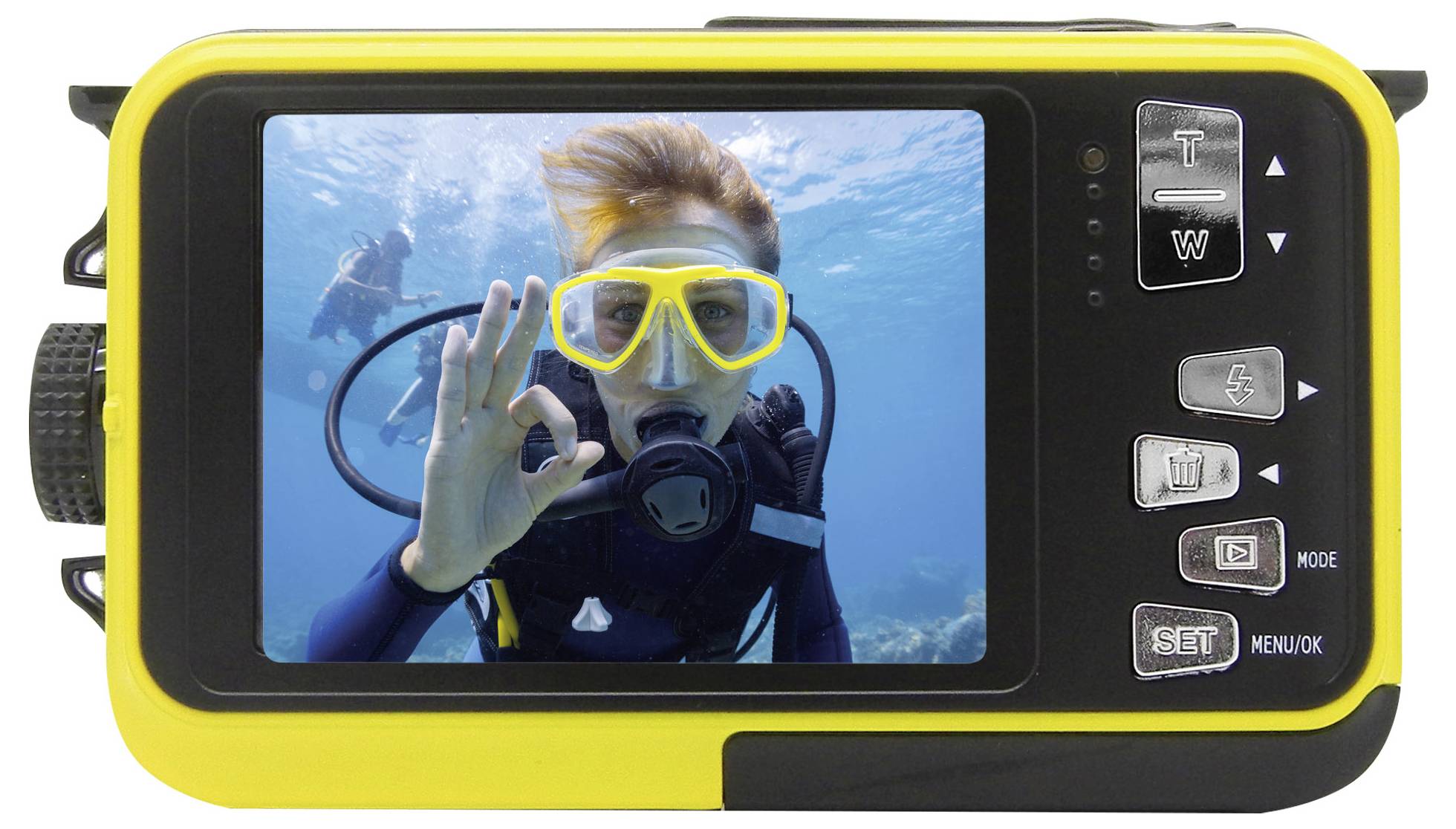 Easypix W3027-Y Wave Yellow Digitalkamera 30 Megapixel Gelb inkl. Akku, inkl. Tasche Bildstabilisierung, Full HD Video, mit