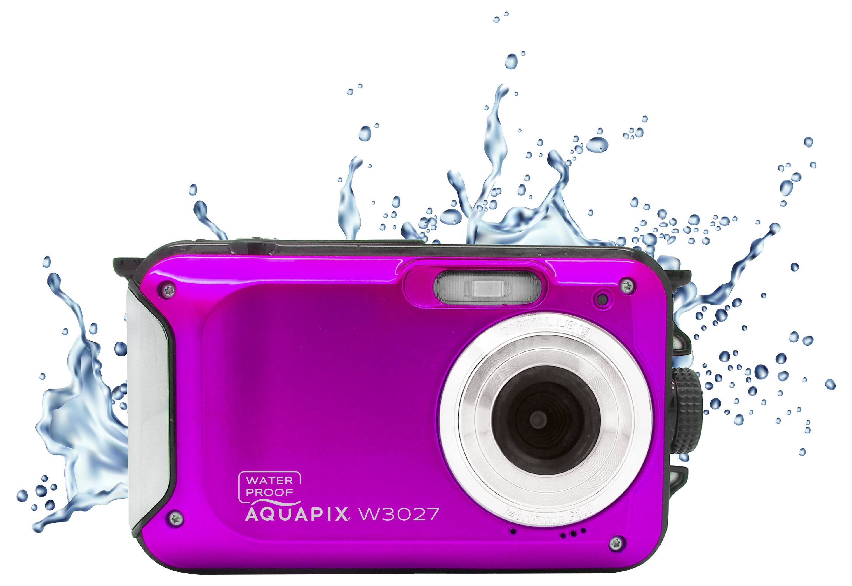 Easypix W3027-P Wave PINK Digitalkamera 30 Megapixel Rosa inkl. Tasche, inkl. Akku Bildstabilisierung, Wasserdicht bis 3 m, Full