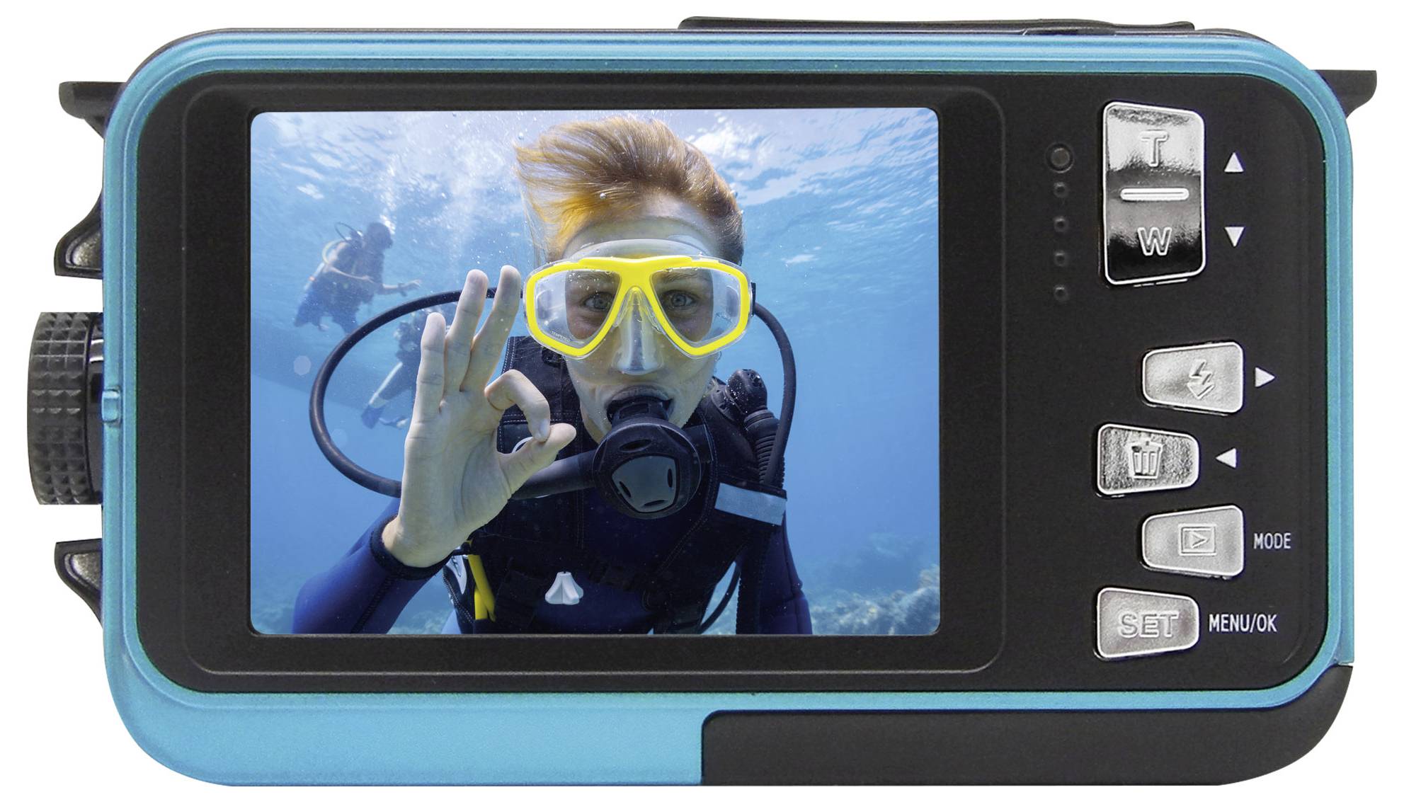 Easypix W3027-I Wave Iceblue Digitalkamera 30 Megapixel Blau-Eisblau inkl. Akku, inkl. Tasche Bildstabilisierung, Full HD Video