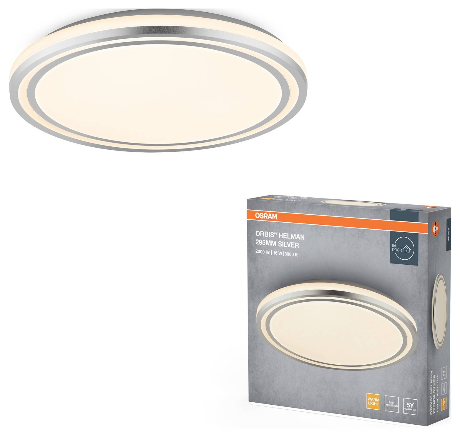 OSRAM HOMELIGHTING 4099854448065 Orbis Helman 295MM 16W 830 White and Silver Deckenleuchte 16W Silber