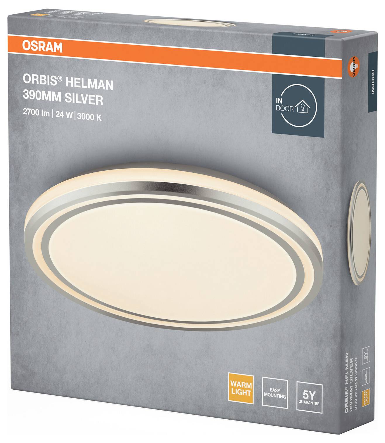 OSRAM HOMELIGHTING 4099854448089 Orbis Helman 390MM 24W 830 White and Silver Deckenleuchte 24W Silber