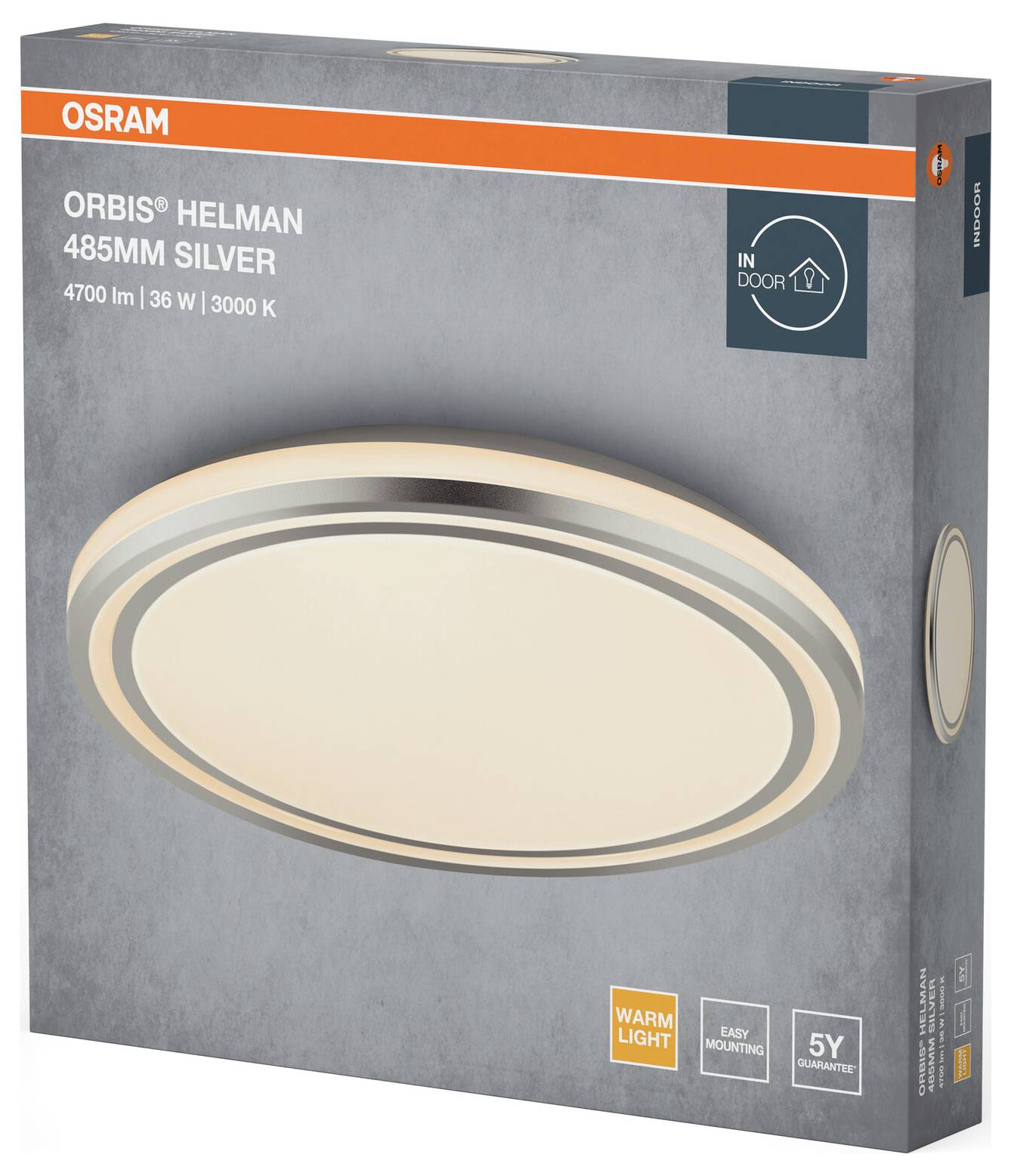 OSRAM HOMELIGHTING 4099854448102 Orbis Helman 485MM 36W 830 White and Silver Deckenleuchte 36W Silber