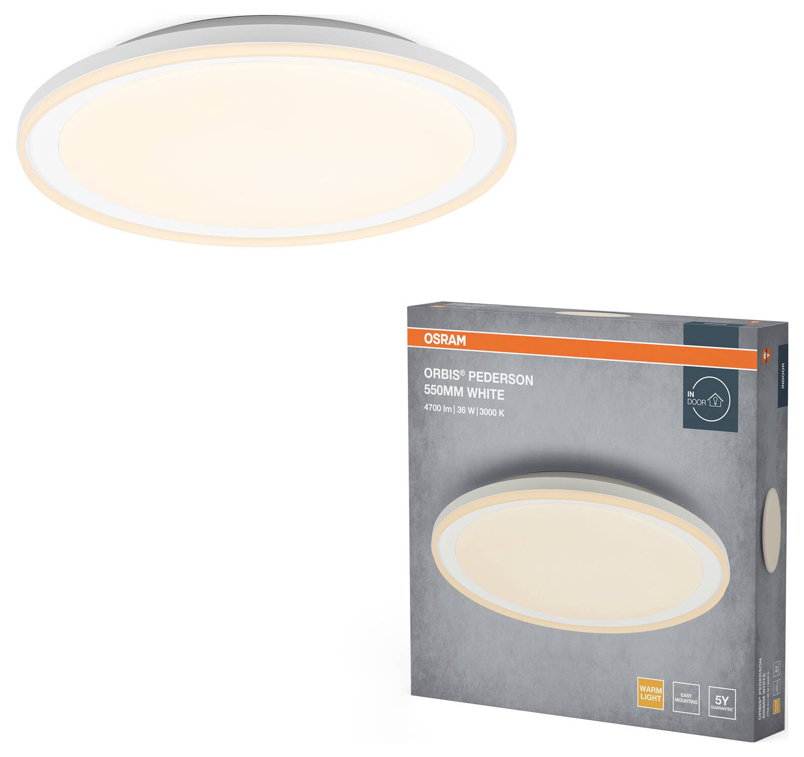 OSRAM HOMELIGHTING 4099854449826 Orbis Pederson 550MM 36W 830 White Deckenleuchte 36W Weiß