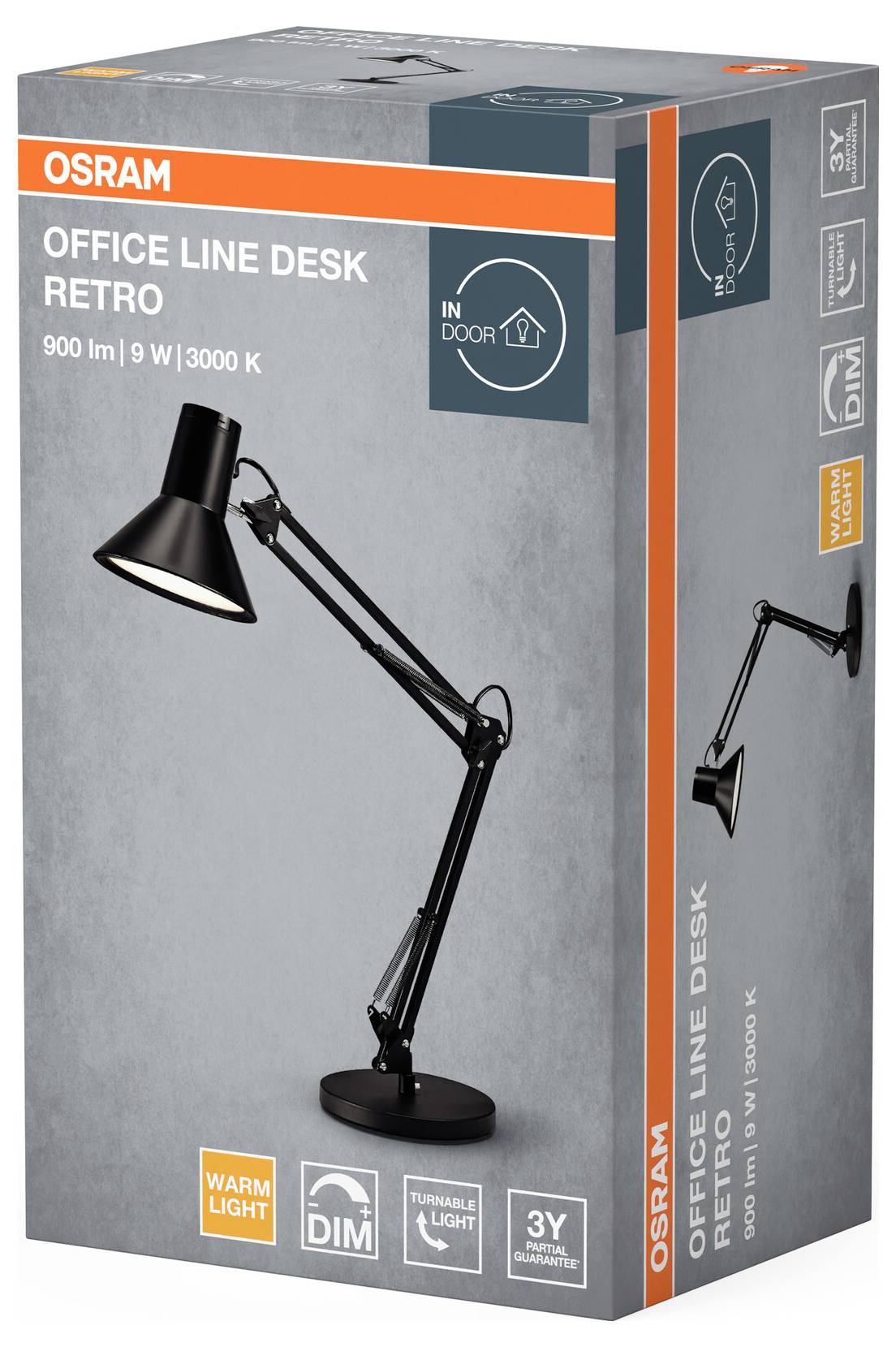 OSRAM HOMELIGHTING Office Line Desk Retro 9W 830 Dimmable Black 4099854463952 Schreibtischleuchte 9W Schwarz