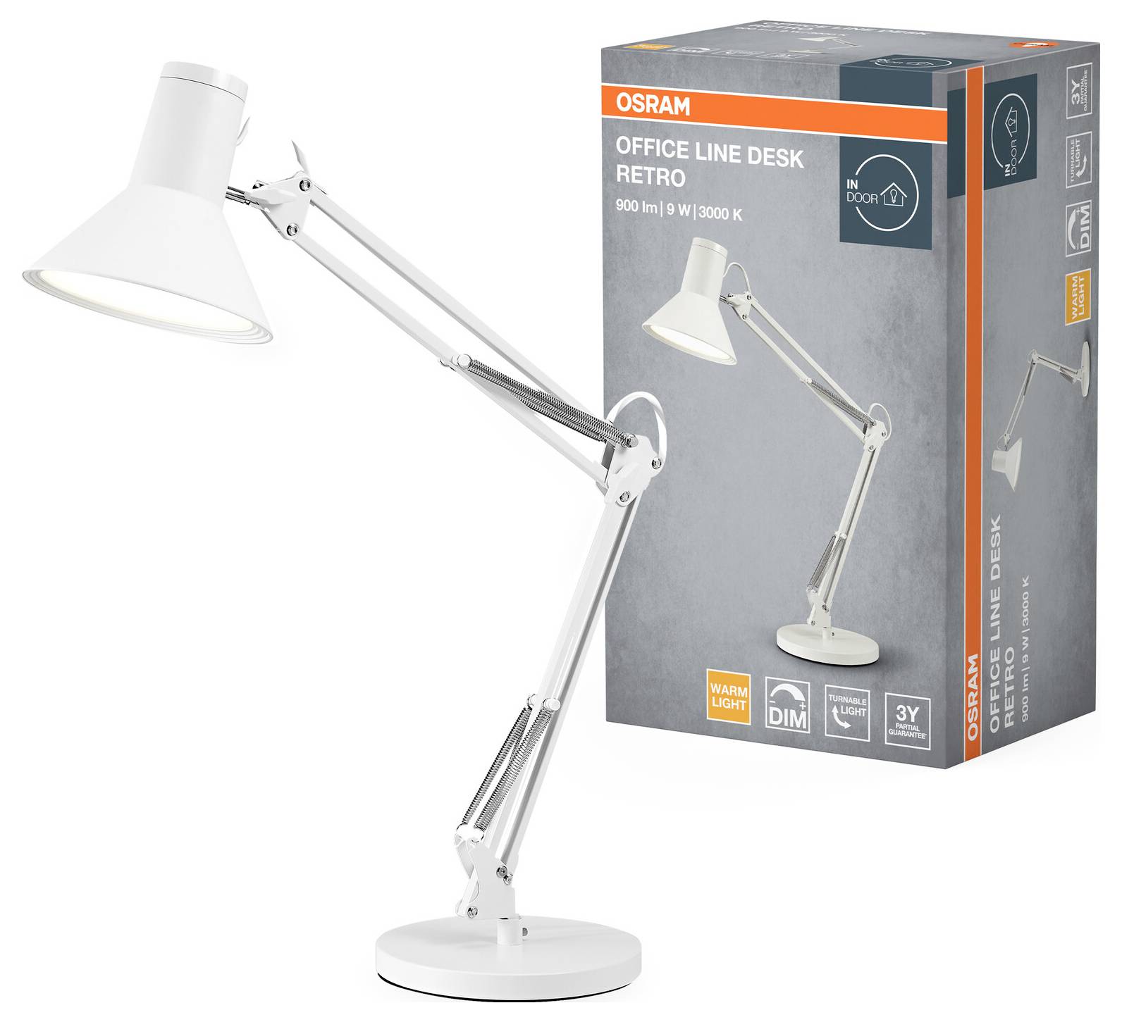 OSRAM HOMELIGHTING Office Line Desk Retro 9W 830 Dimmable White 4099854464010 Schreibtischleuchte 9W Weiß