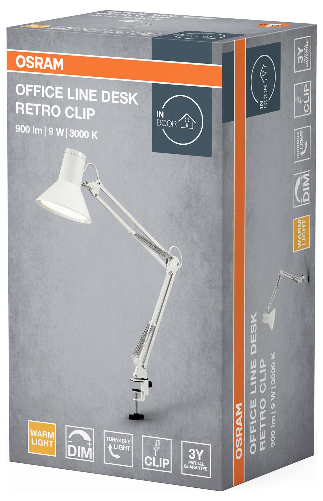OSRAM HOMELIGHTING Office Line Desk Retro Clip 9W 830 Dimmable White 4099854464072 Klemmleuchte 9 W Weiß