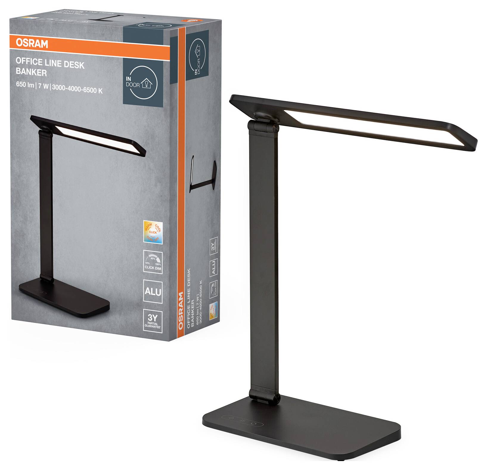 OSRAM HOMELIGHTING Office Line Desk Banker 7W CCT Dimmable Black 4099854464157 Schreibtischleuchte 7W Schwarz