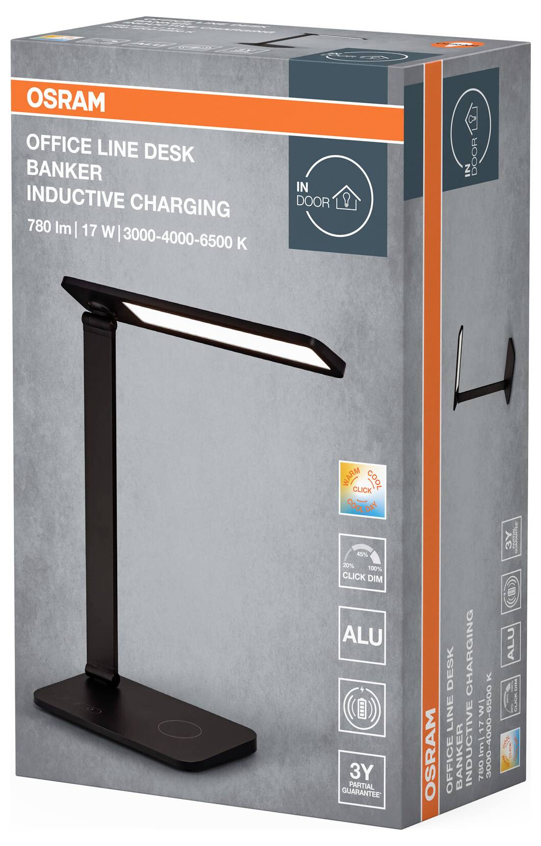 OSRAM HOMELIGHTING Office Line Desk Banker Inductive Charging 17W CCT Dimmable Black 4099854464195 Schreibtischleuchte 17W Schwarz