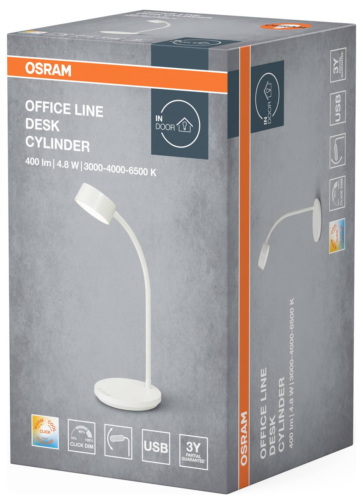 OSRAM HOMELIGHTING Office Line Desk Cylinder 4.8W CCT Dimmable White 4099854464270 Schreibtischleuchte 4.8W Weiß