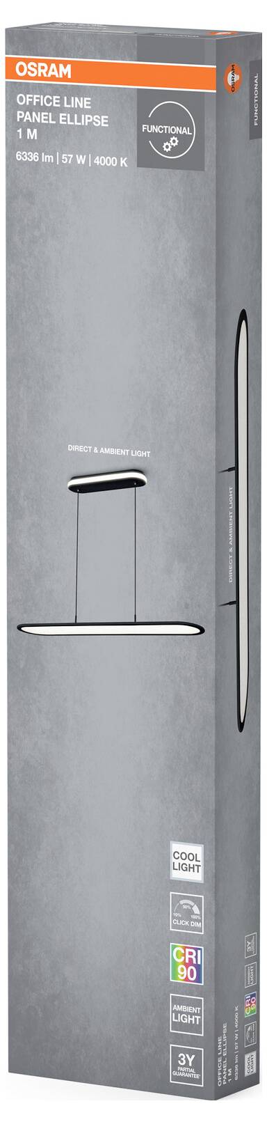 OSRAM HOMELIGHTING 4099854464874 Office Line Panel Ellipse 57W 940 Black Deckenleuchte, Pendelleuchte 57W Schwarz