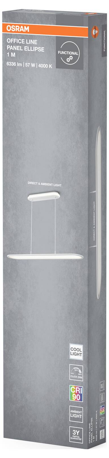 OSRAM HOMELIGHTING 4099854464898 Office Line Panel Ellipse 57W 940 White Deckenleuchte, Pendelleuchte 57W Weiß