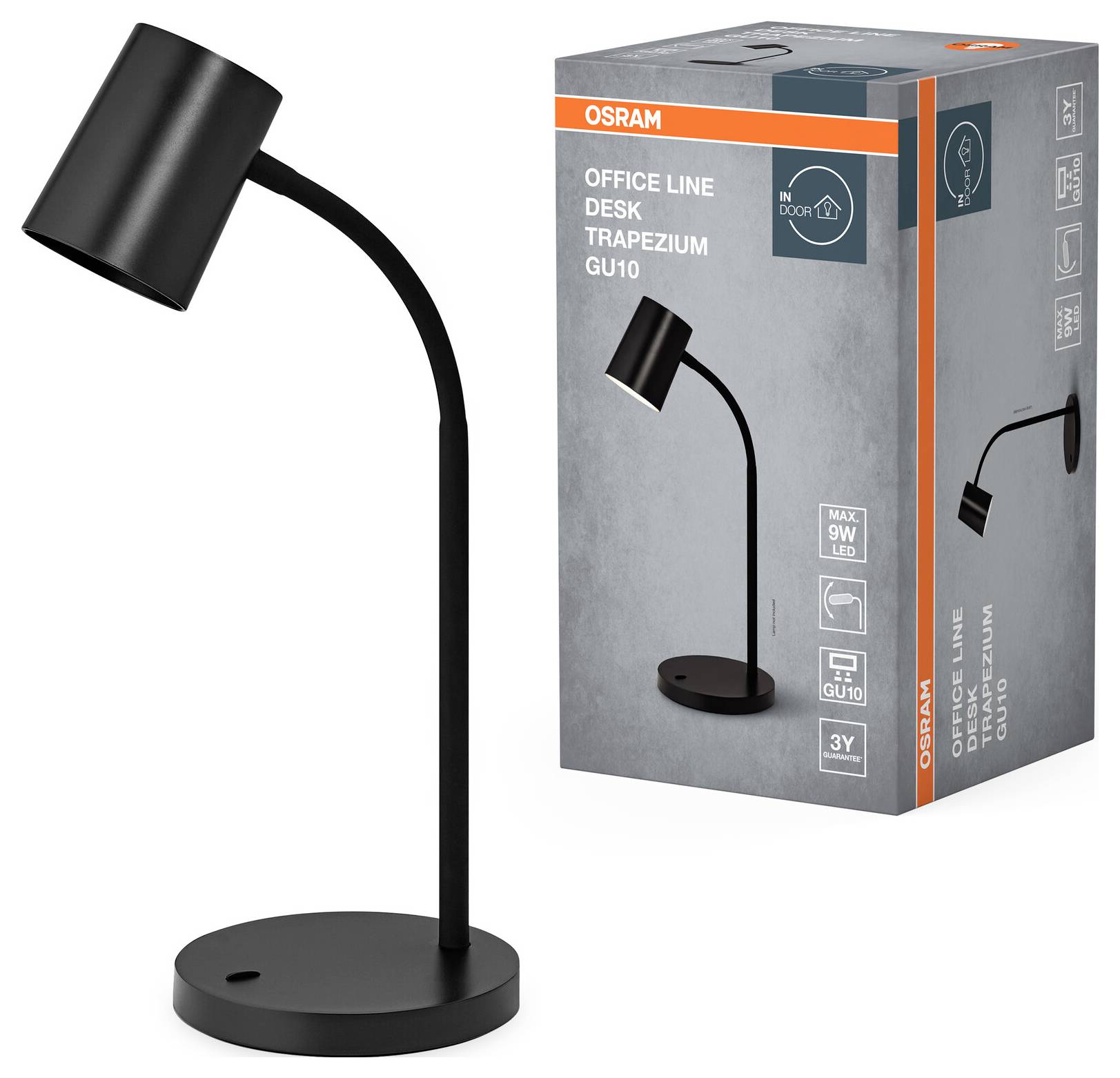 OSRAM HOMELIGHTING Office Line Desk Trapezium GU10 Black 4099854464331 Schreibtischleuchte Schwarz