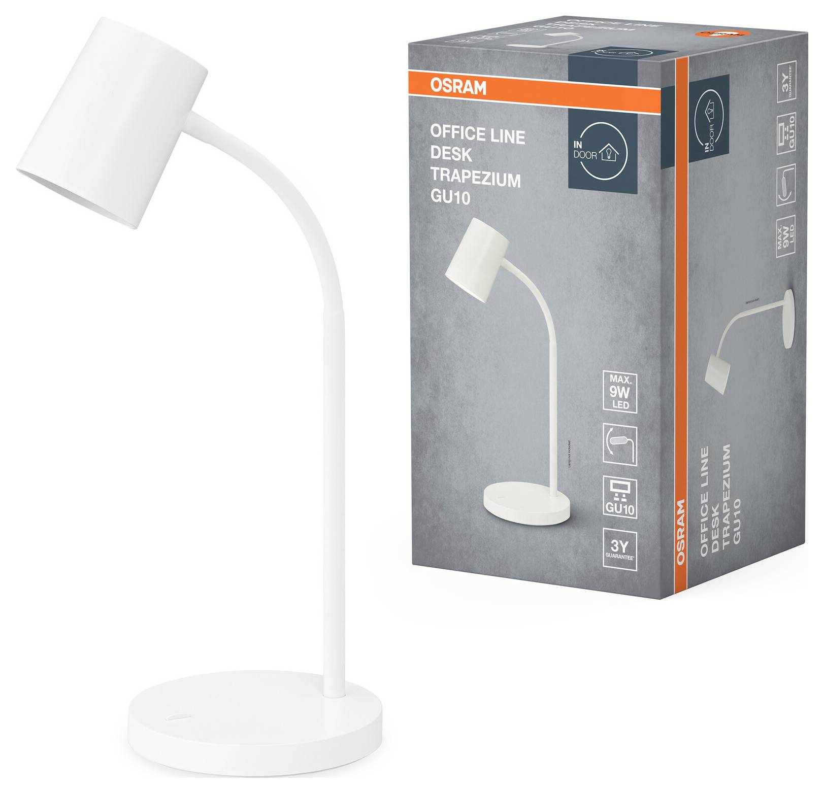 OSRAM HOMELIGHTING Office Line Desk Trapezium GU10 White 4099854464355 Schreibtischleuchte Weiß