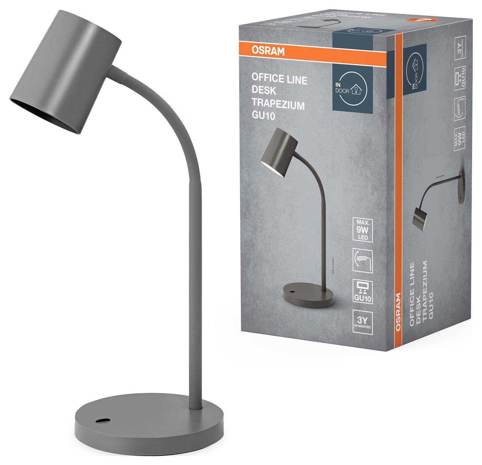 OSRAM HOMELIGHTING Office Line Desk Trapezium GU10 Grey 4099854464379 Schreibtischleuchte Grau