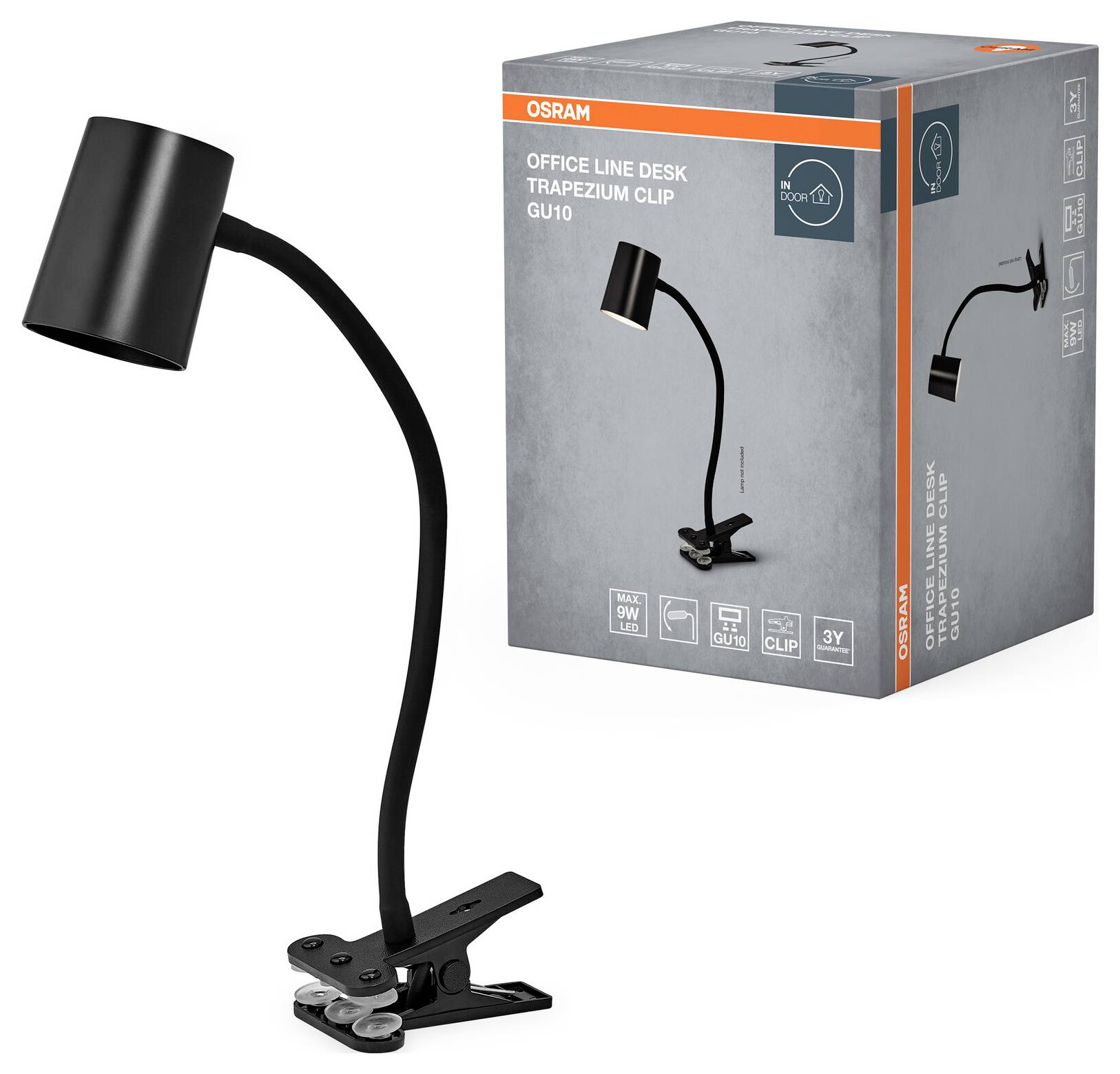 OSRAM HOMELIGHTING Office Line Desk Trapezium Clip GU10 Black 4099854464416 Klemmleuchte Schwarz