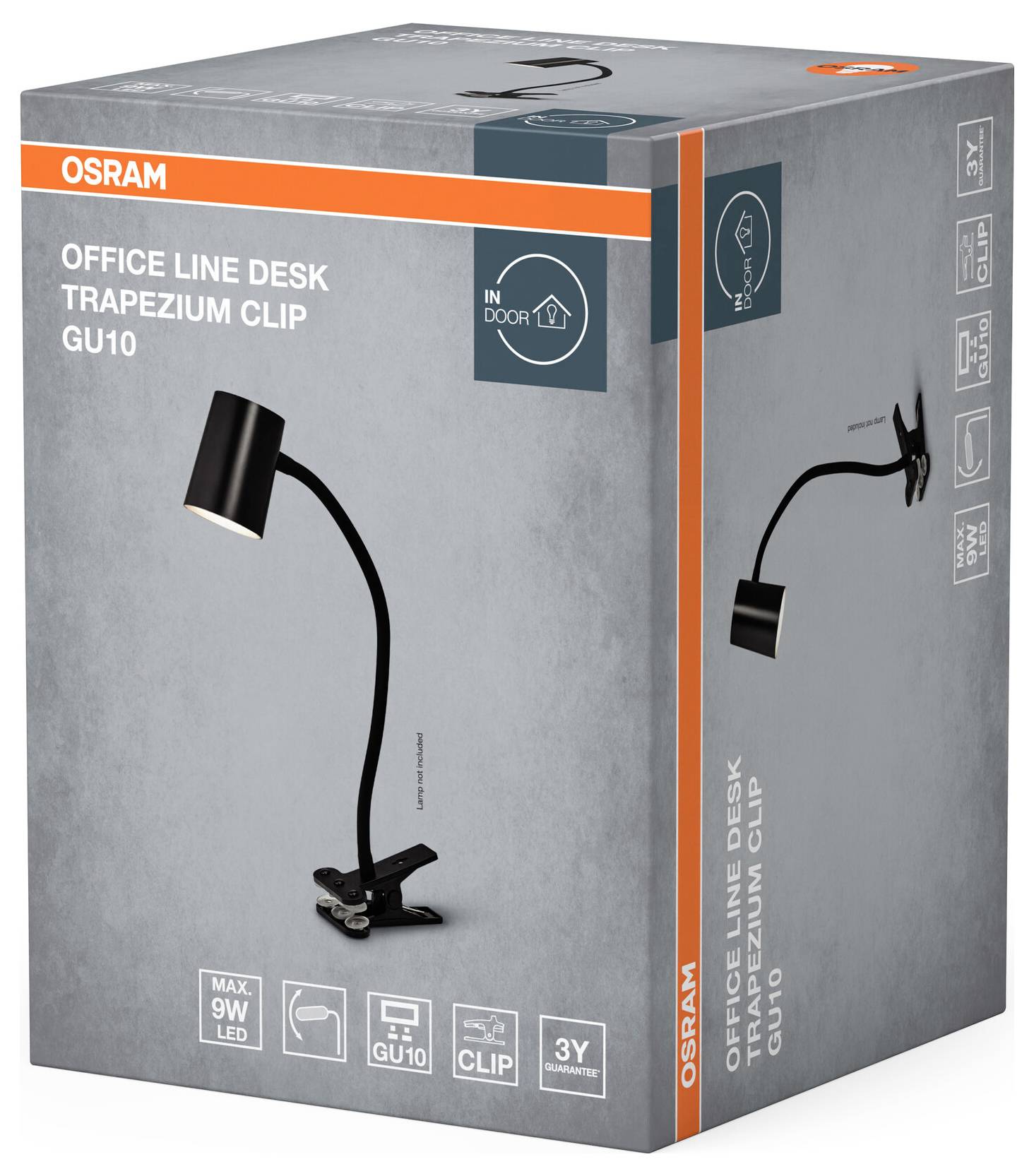 OSRAM HOMELIGHTING Office Line Desk Trapezium Clip GU10 Black 4099854464416 Klemmleuchte Schwarz