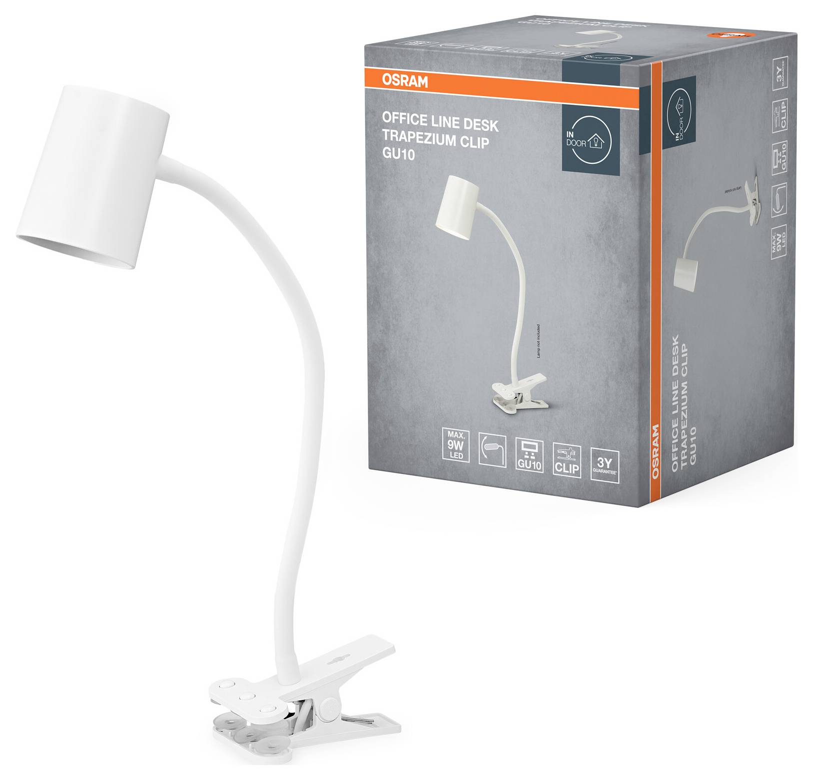 OSRAM HOMELIGHTING Office Line Desk Trapezium Clip GU10 White 4099854464430 Klemmleuchte Weiß