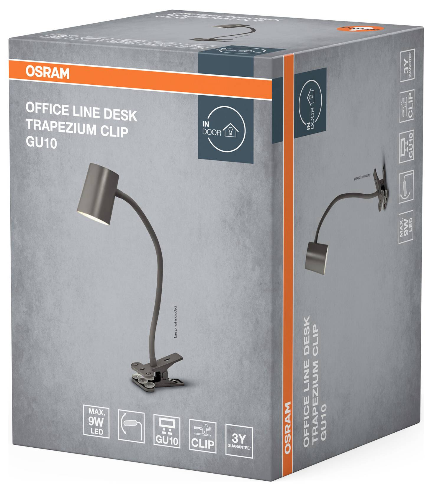 OSRAM HOMELIGHTING Office Line Desk Trapezium Clip GU10 Grey 4099854464454 Klemmleuchte Grau