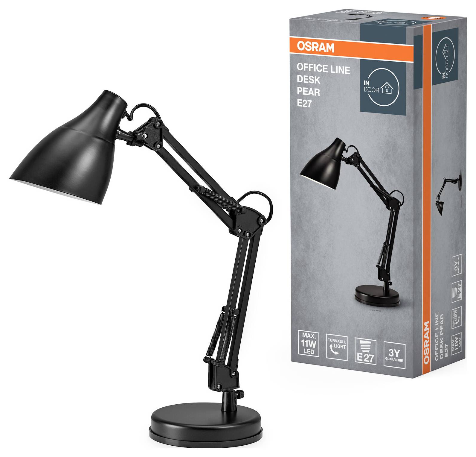 OSRAM HOMELIGHTING Office Line Desk Pear E27 Black 4099854464478 Schreibtischleuchte Schwarz