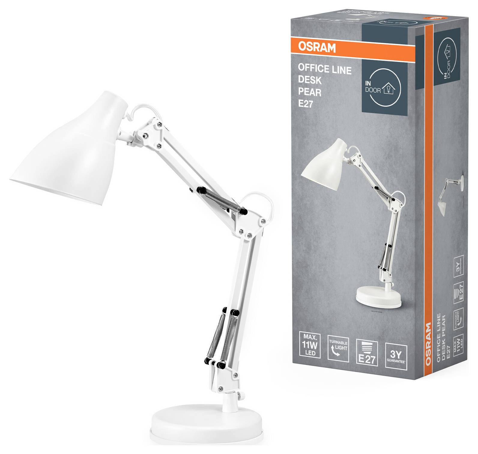 OSRAM HOMELIGHTING Office Line Desk Pear E27 White 4099854464492 Schreibtischleuchte Weiß