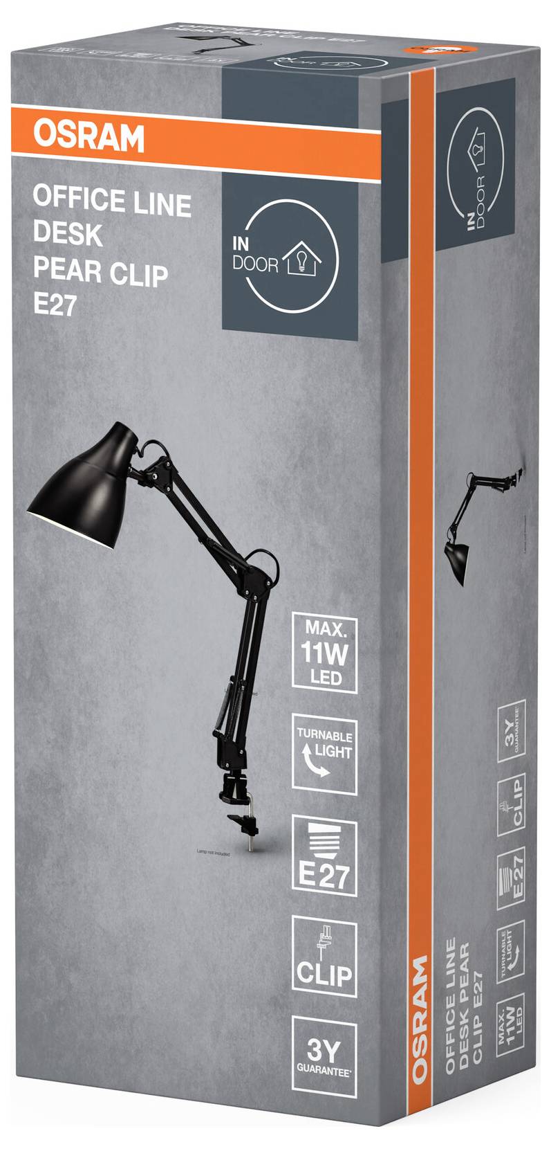 OSRAM HOMELIGHTING Office Line Desk Pear Clip E27 Black 4099854464614 Klemmleuchte Schwarz