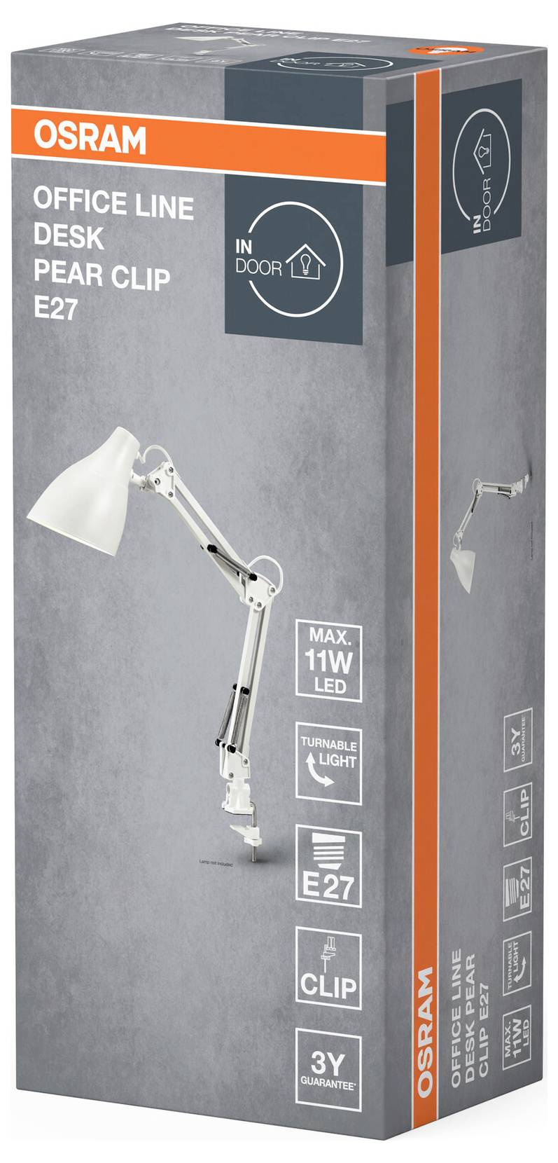 OSRAM HOMELIGHTING Office Line Desk Pear Clip E27 White 4099854464669 Klemmleuchte Weiß