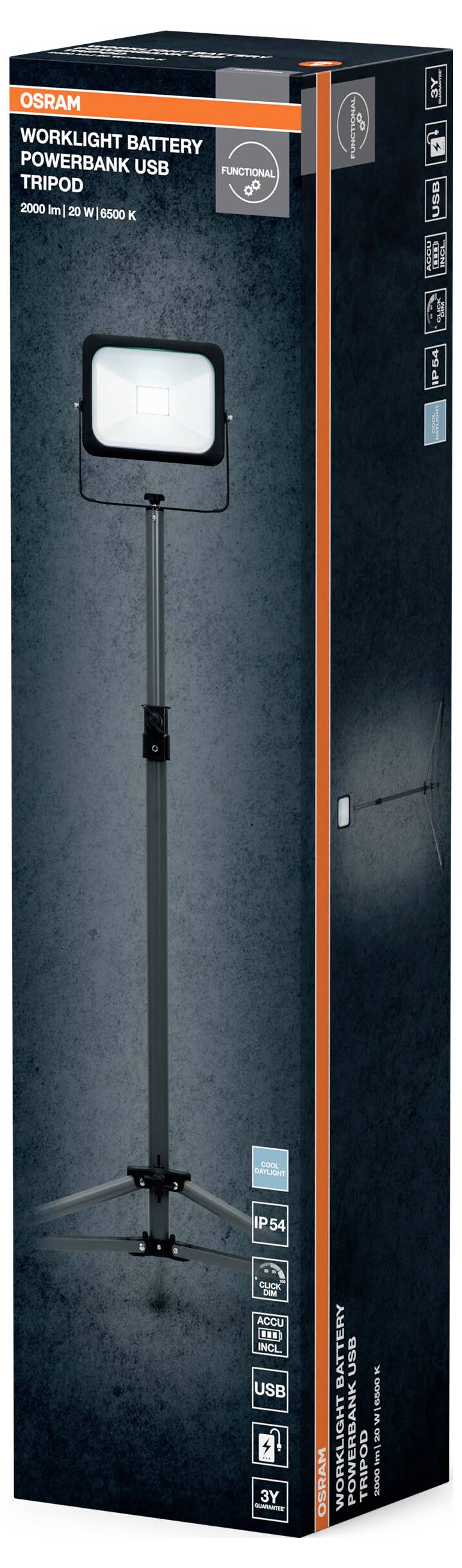 OSRAM HOMELIGHTING LED Worklight Value Tripod Battery 1x20W 865 Baustrahler