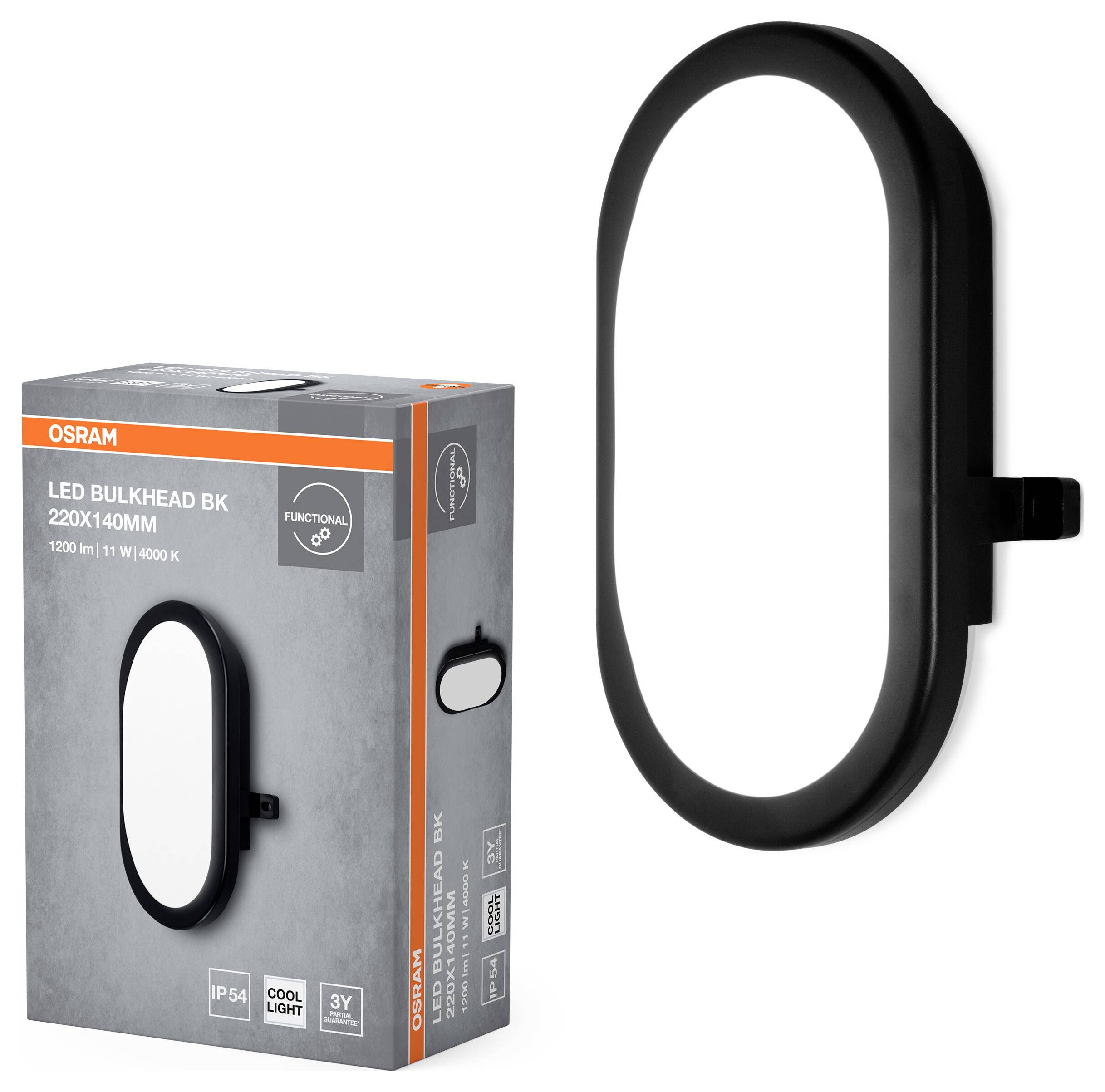 OSRAM HOMELIGHTING LED Bulkhead 11W 4000K Black LED-Wandleuchte