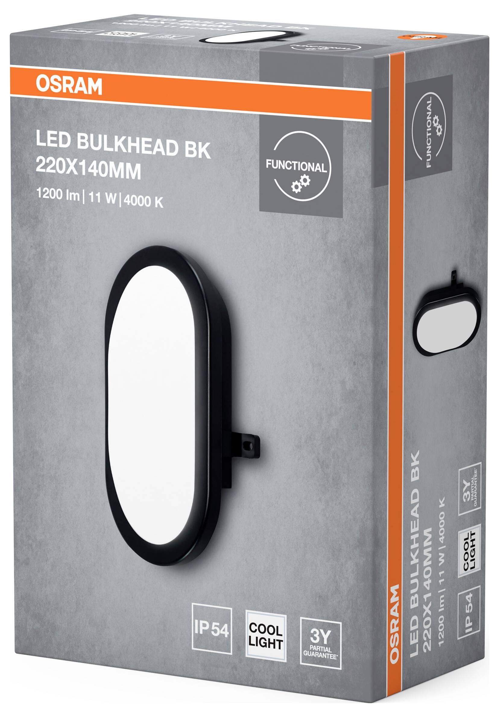 OSRAM HOMELIGHTING LED Bulkhead 11W 4000K Black LED-Wandleuchte