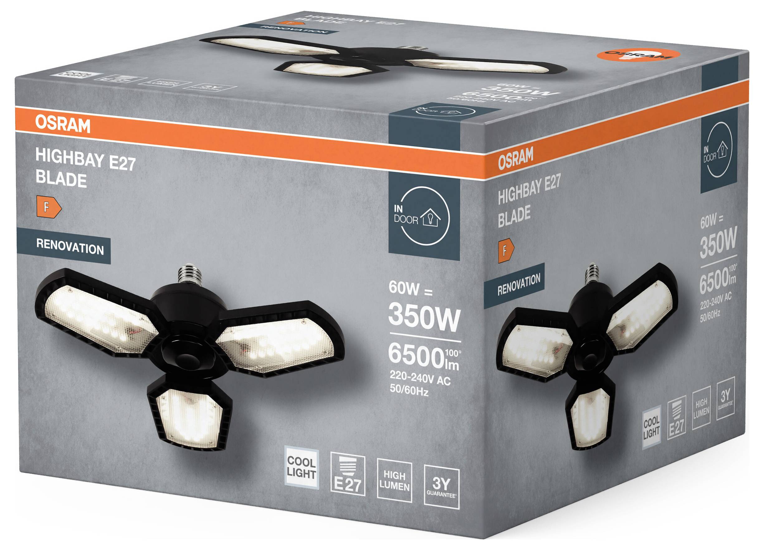 OSRAM HOMELIGHTING Highbay Blade E27 60W 840 E27 Black 4099854429316 Deckenfluter EEK: F (A - G) E2