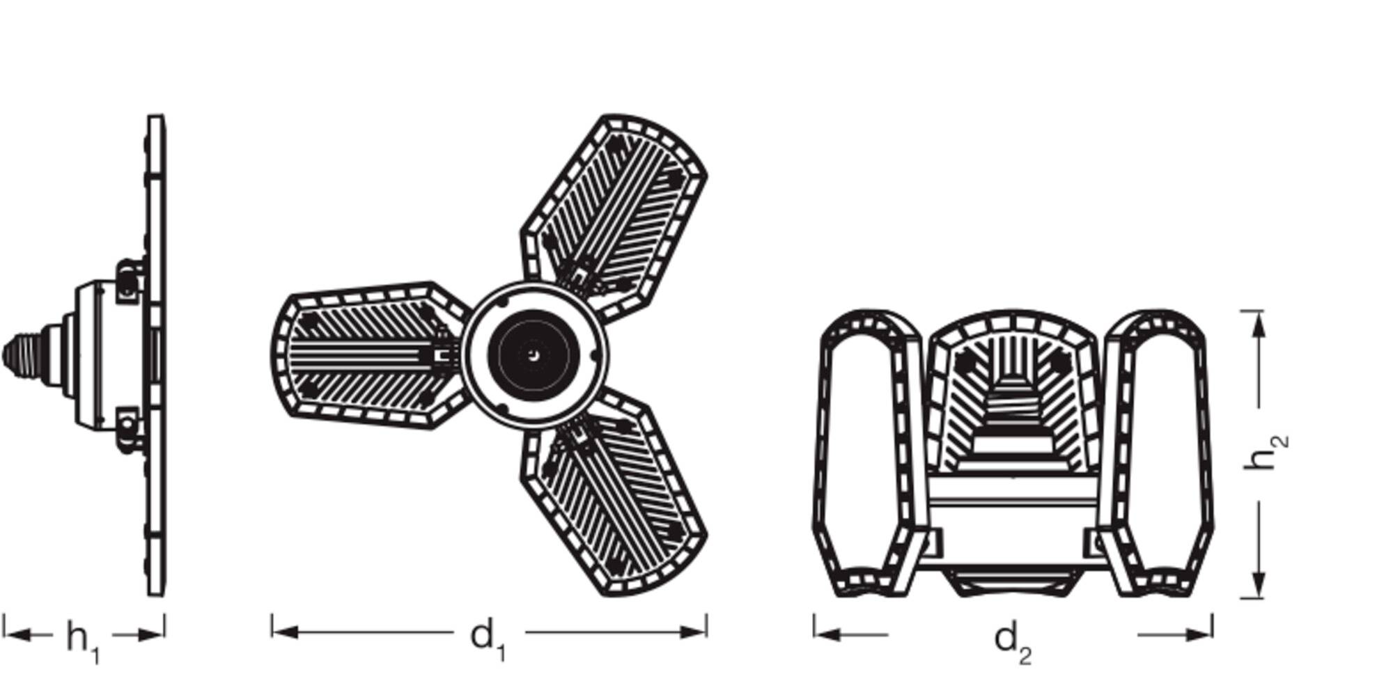 OSRAM HOMELIGHTING Highbay Blade E27 60W 840 E27 Black 4099854429316 Deckenfluter EEK: F (A - G) E27 60W Schwarz