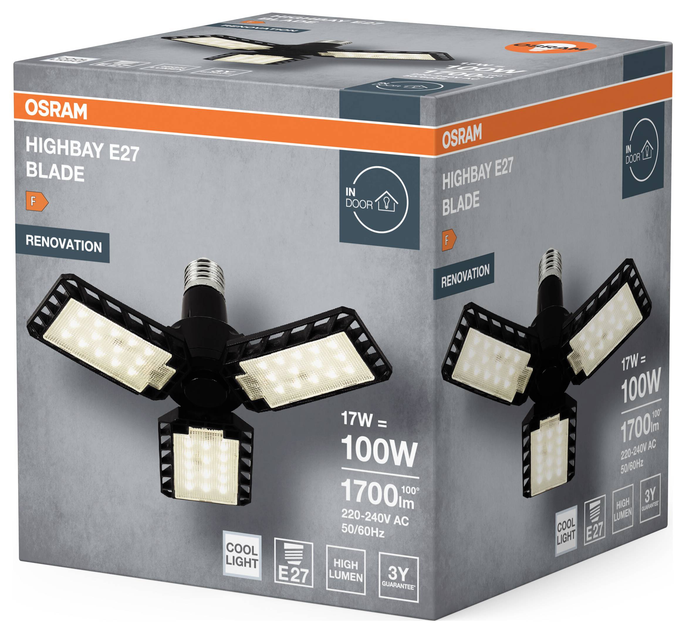 OSRAM HOMELIGHTING Highbay Blade E27 17W 840 E27 Black 4099854429255 Deckenfluter EEK: F (A - G) E27 17W Schwarz