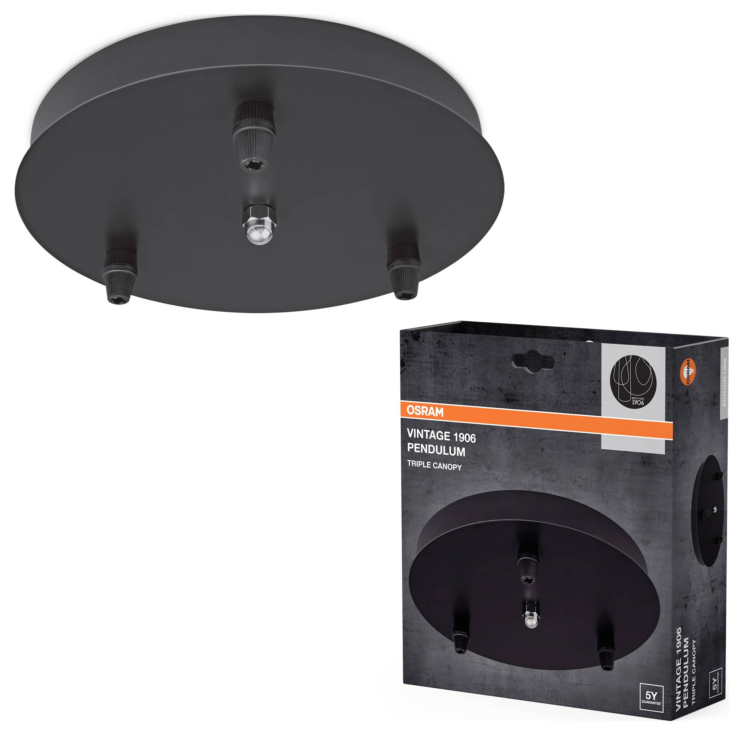 OSRAM HOMELIGHTING Vintage 1906 PenduLum Triple Canopy Round 4099854442735 Pendelleuchte Schwarz