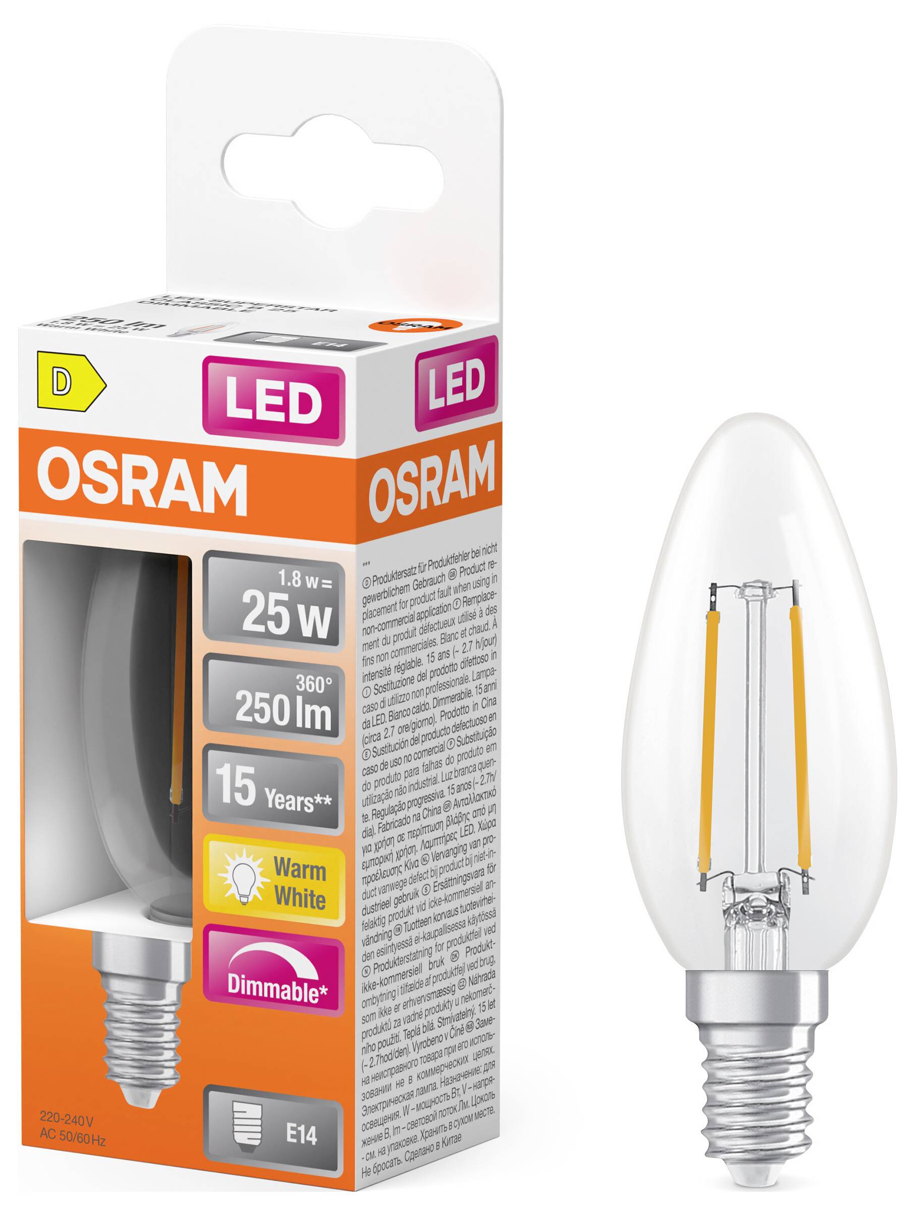 OSRAM HOMELIGHTING 4099854445040 LED EEK D (A - G) E14 1.8W Warmweiß (Ø x H) 35.00mm x 35.00mm 1St.