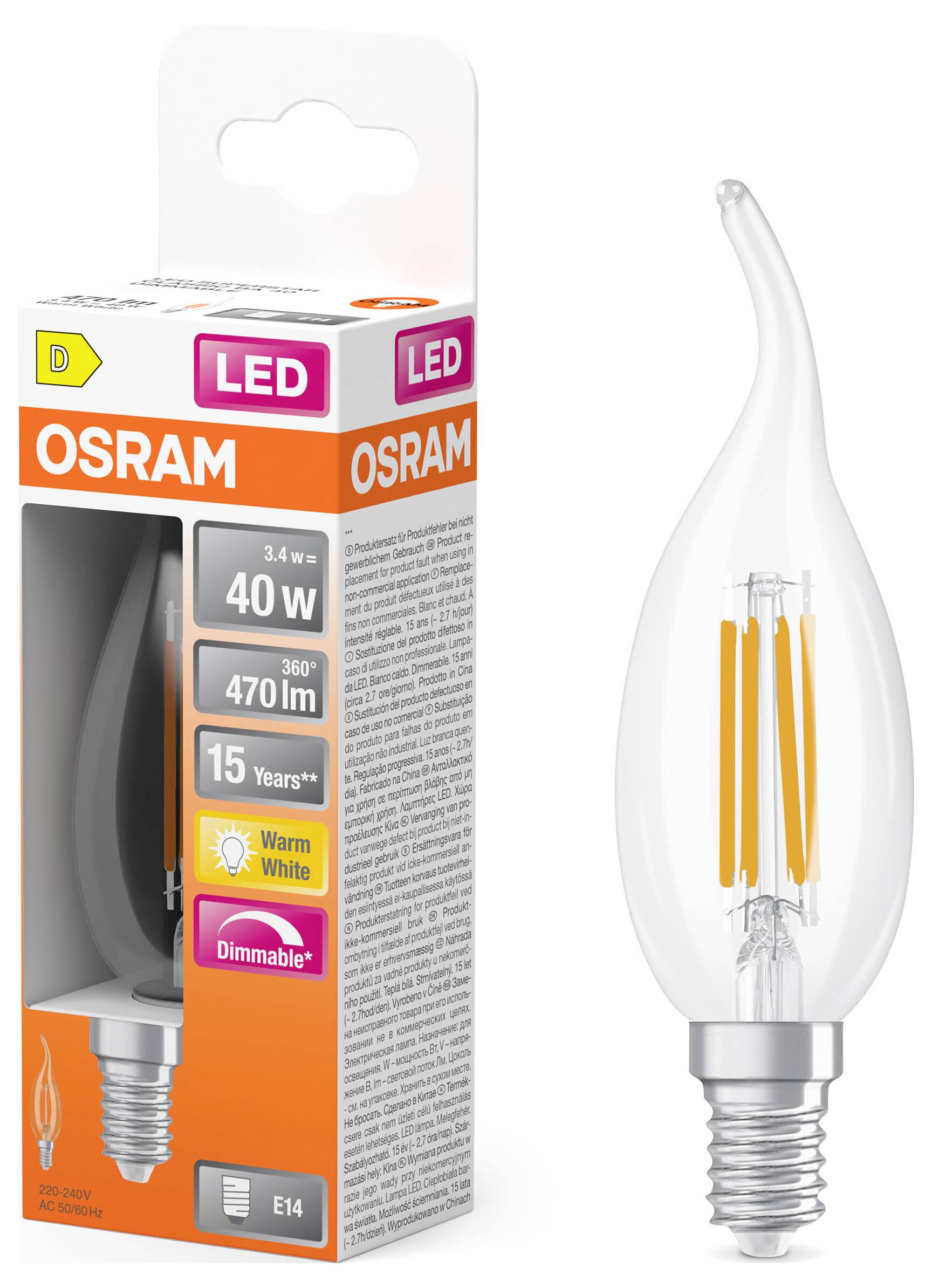 OSRAM HOMELIGHTING 4099854443817 LED EEK D (A - G) E14 3.4 W Warmweiß (Ø x H) 35.00 mm x 35.00 mm 1 St.