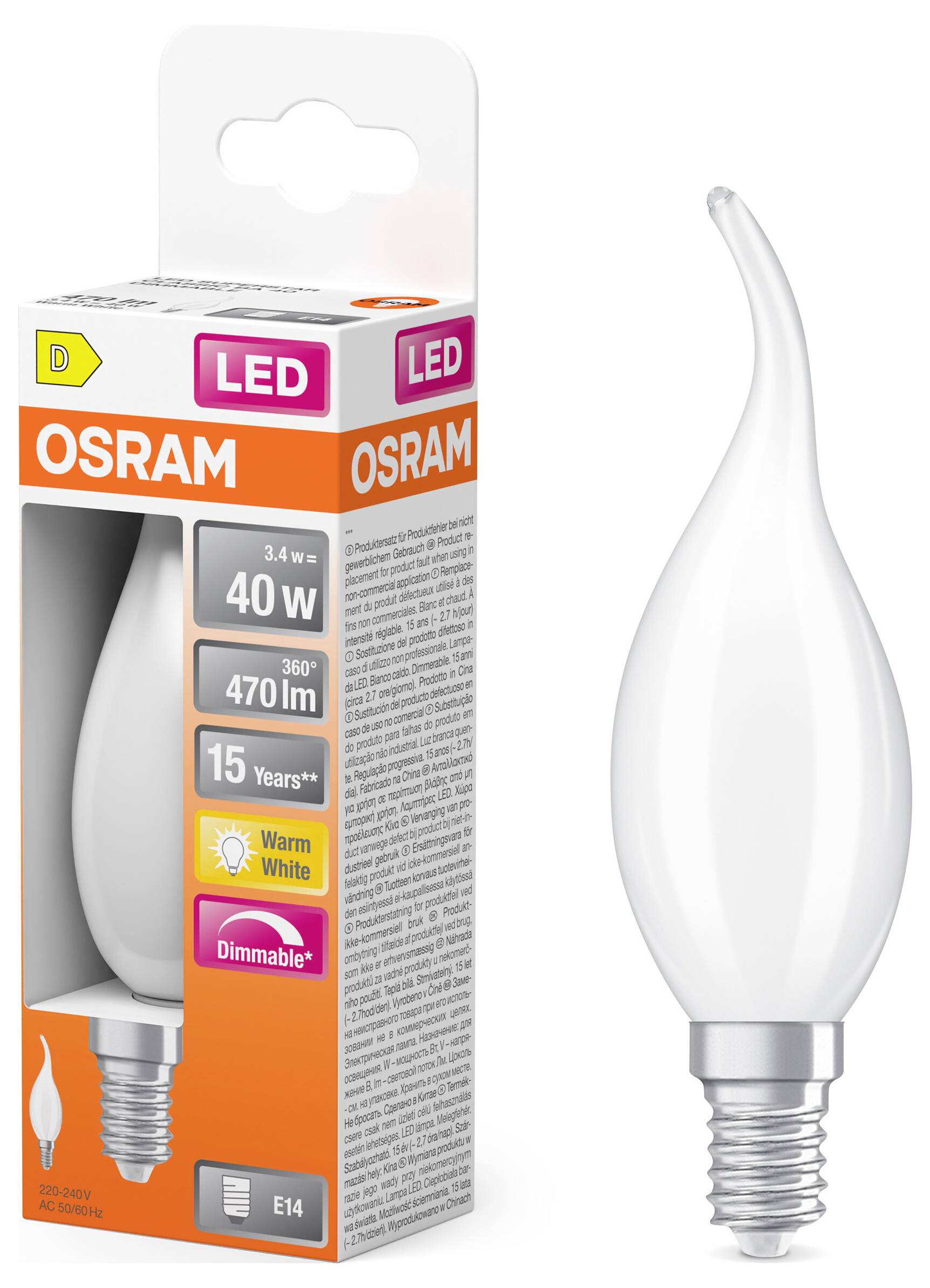 OSRAM HOMELIGHTING 4099854443831 LED EEK D (A - G) E14 3.4W Warmweiß (Ø x H) 35.00mm x 35.00mm 1St.