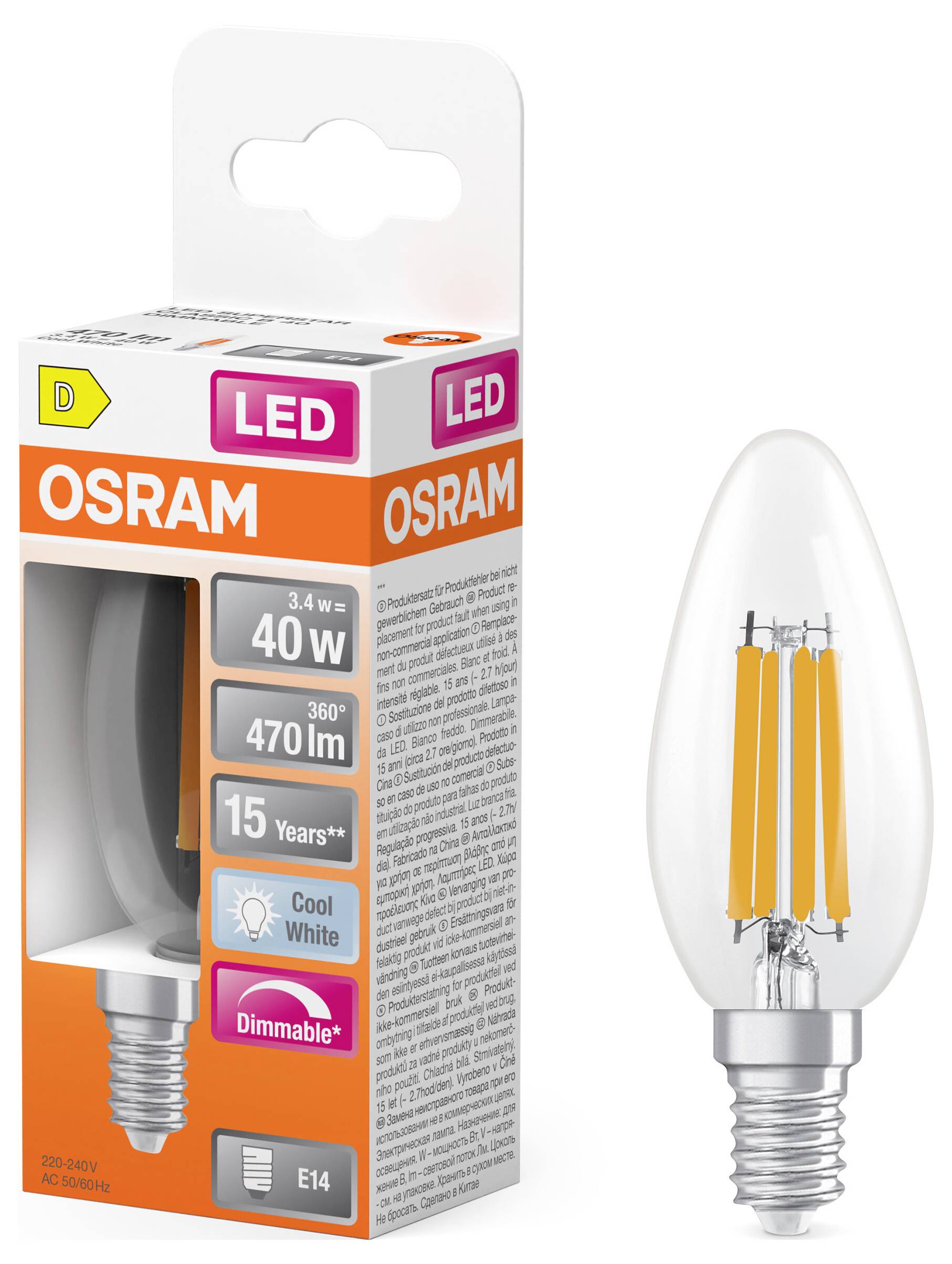 OSRAM HOMELIGHTING 4099854445675 LED EEK D (A - G) E14 3.4W Kaltweiß (Ø x H) 35.00mm x 35.00mm 1St.