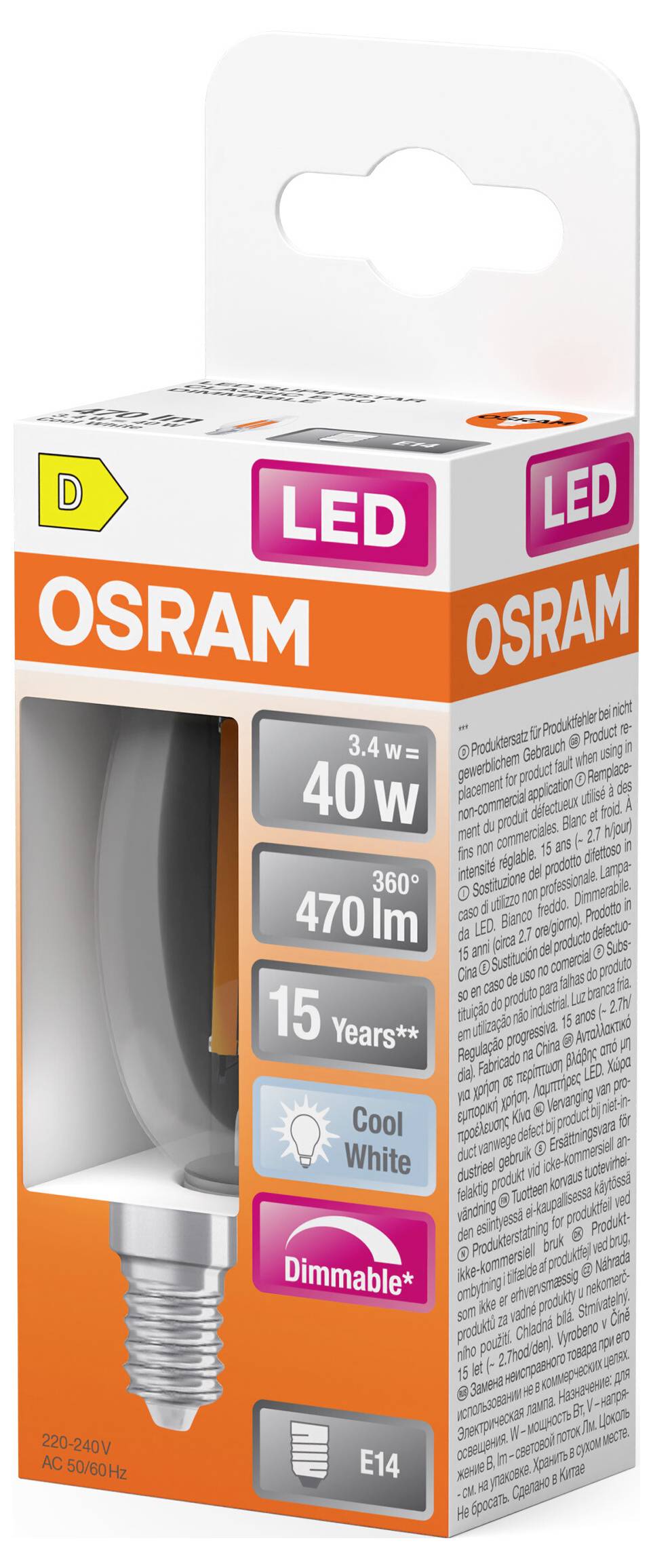 OSRAM HOMELIGHTING 4099854445675 LED EEK D (A - G) E14 3.4W Kaltweiß (Ø x H) 35.00mm x 35.00mm 1St.