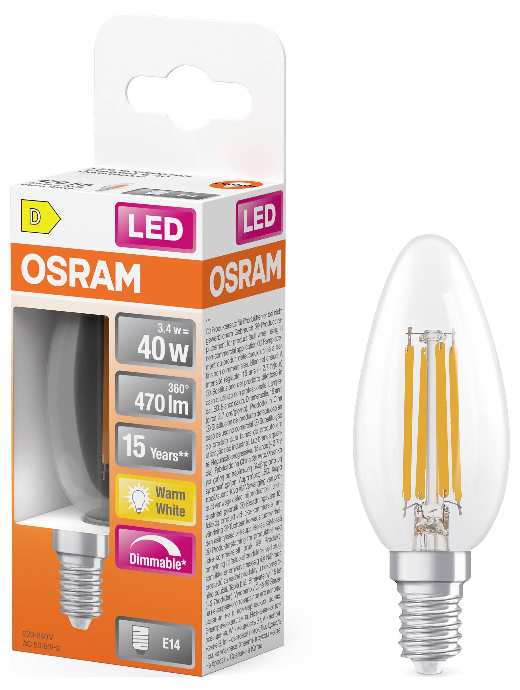 OSRAM HOMELIGHTING 4099854445712 LED EEK D (A - G) E14 3.4 W Warmweiß (Ø x H) 35.00 mm x 35.00 mm 1 St.