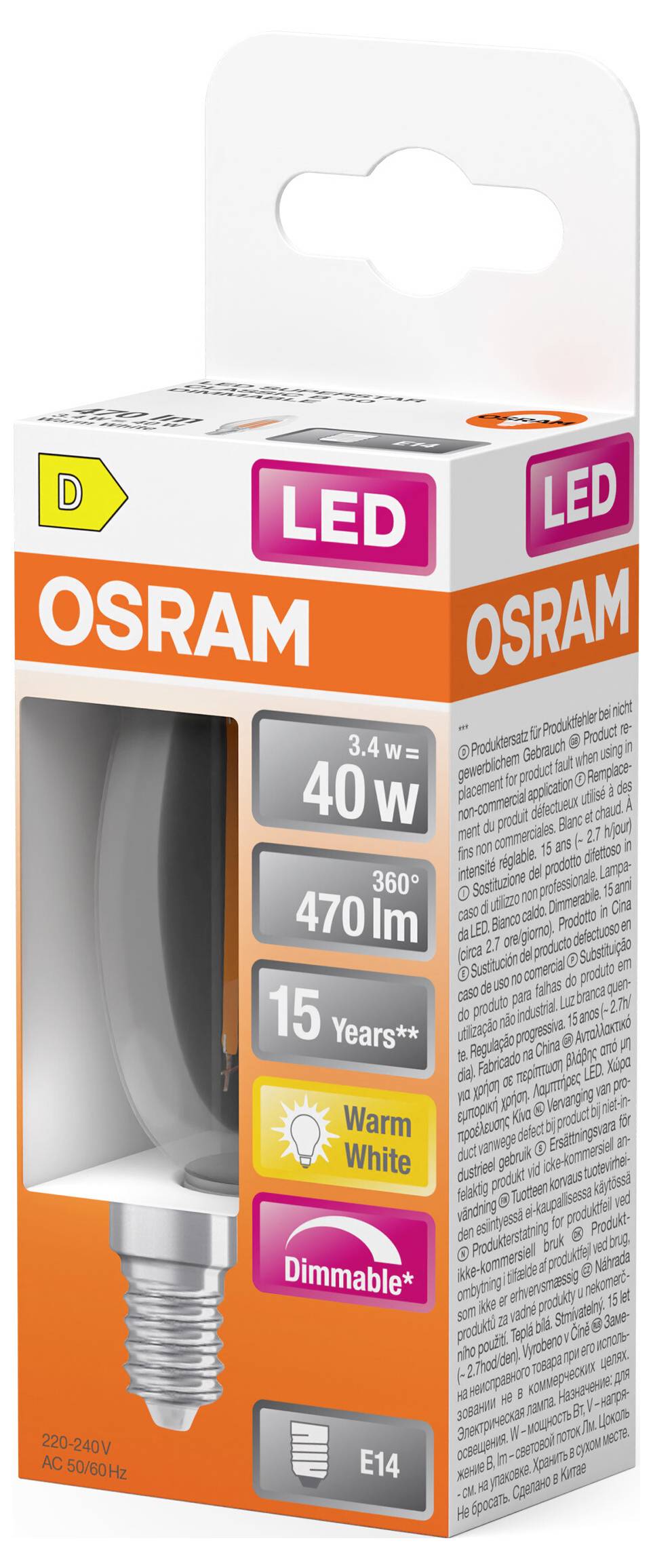 OSRAM HOMELIGHTING 4099854445712 LED EEK D (A - G) E14 3.4 W Warmweiß (Ø x H) 35.00 mm x 35.00 mm 1 St.